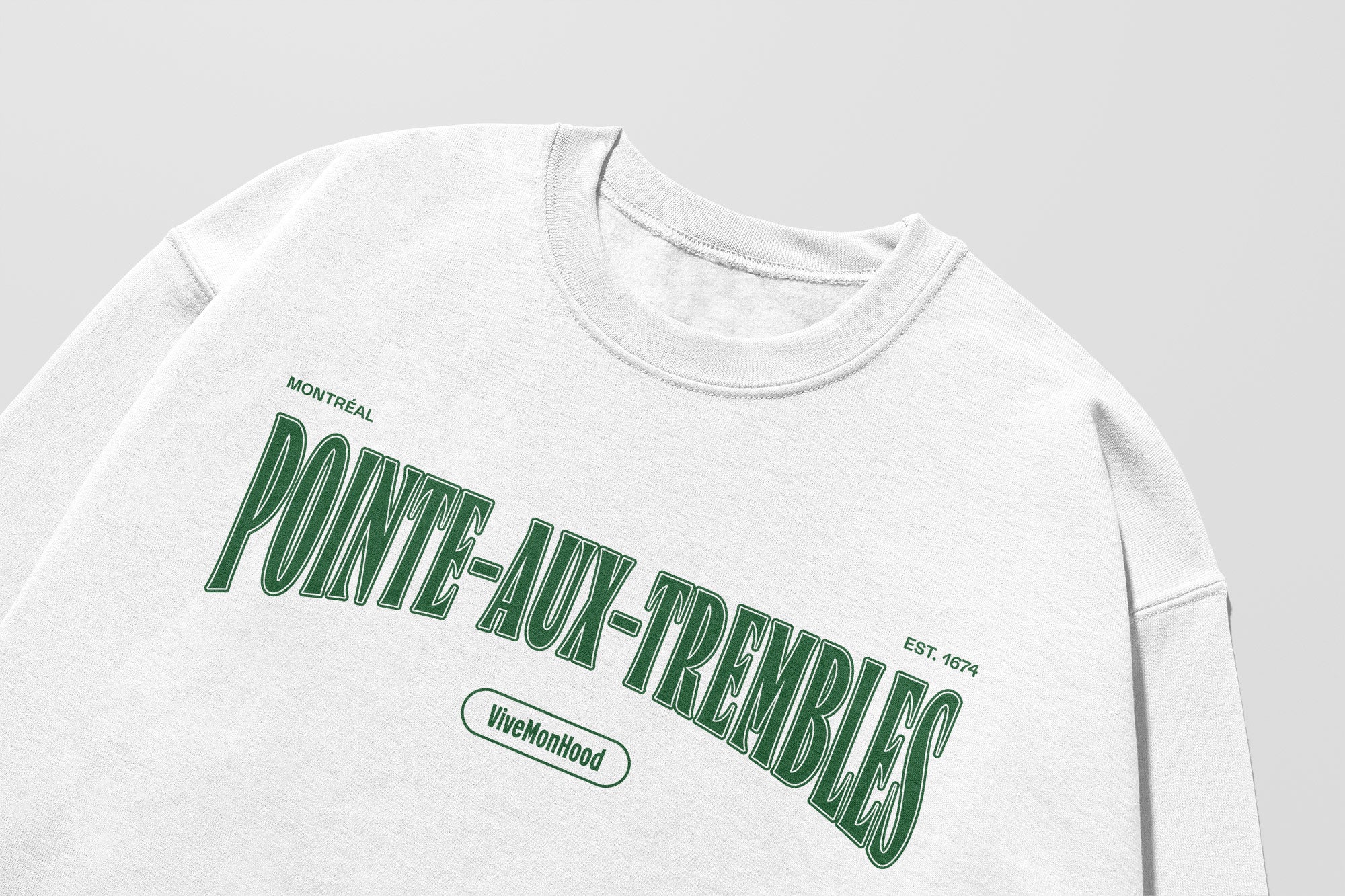 Mon Crew Fit - Adultes - Pointe-aux-Trembles - Impression en Vert