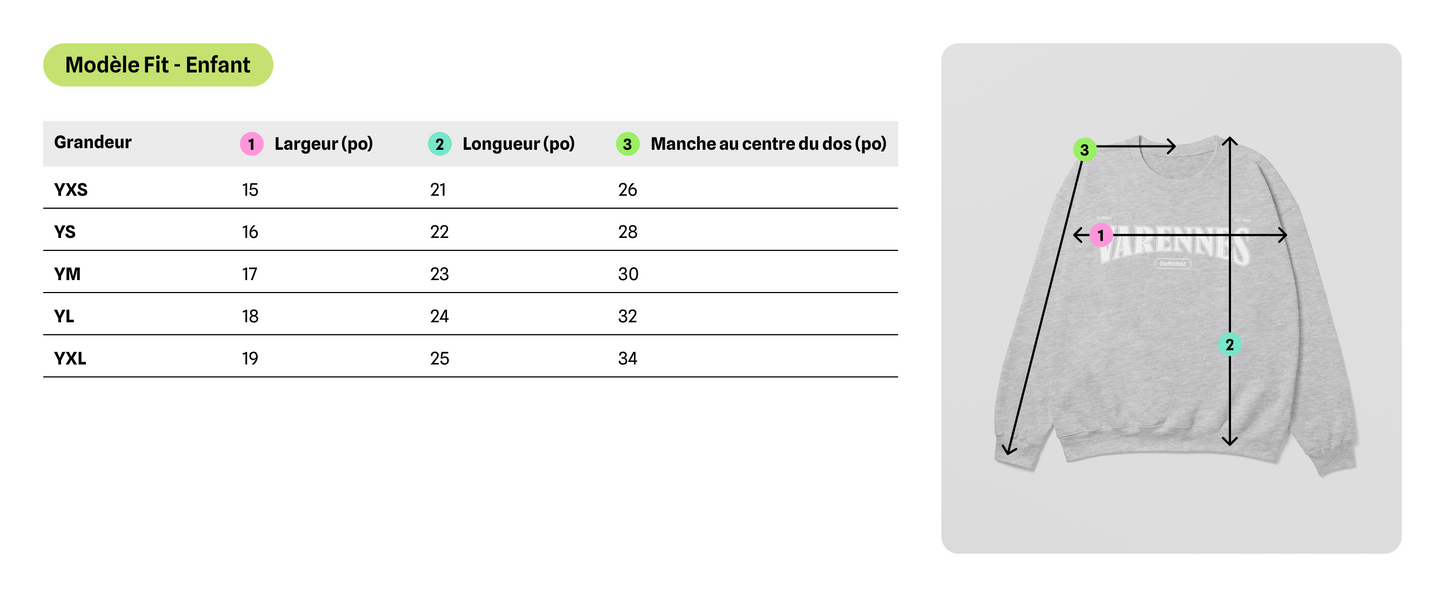 Mon Crew Fit - Villeray - Enfant - Blanc - Sport Gray