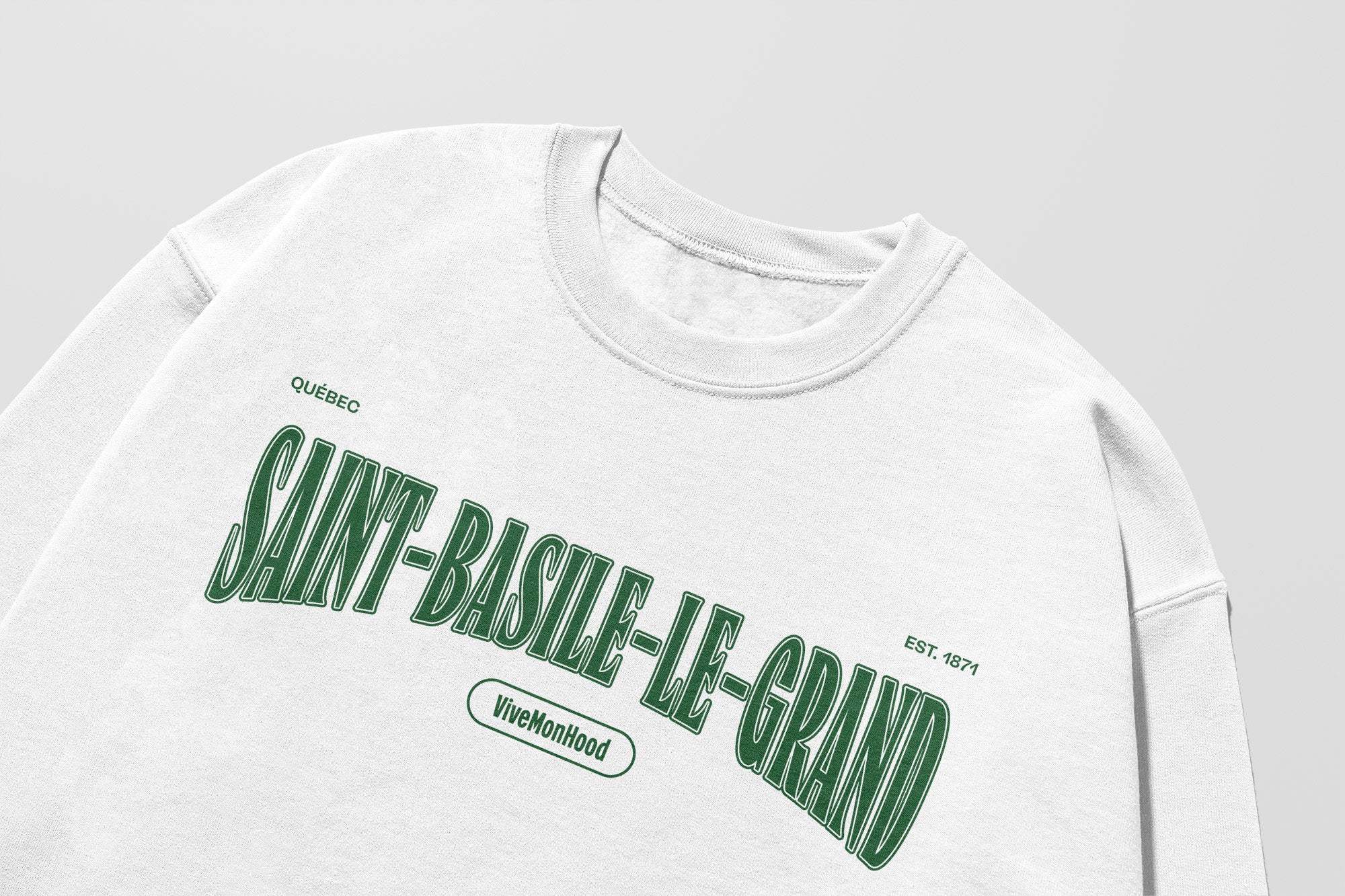 Mon Crew Fit - Adultes - Saint-Basile-Le-Grand - Impression en Vert