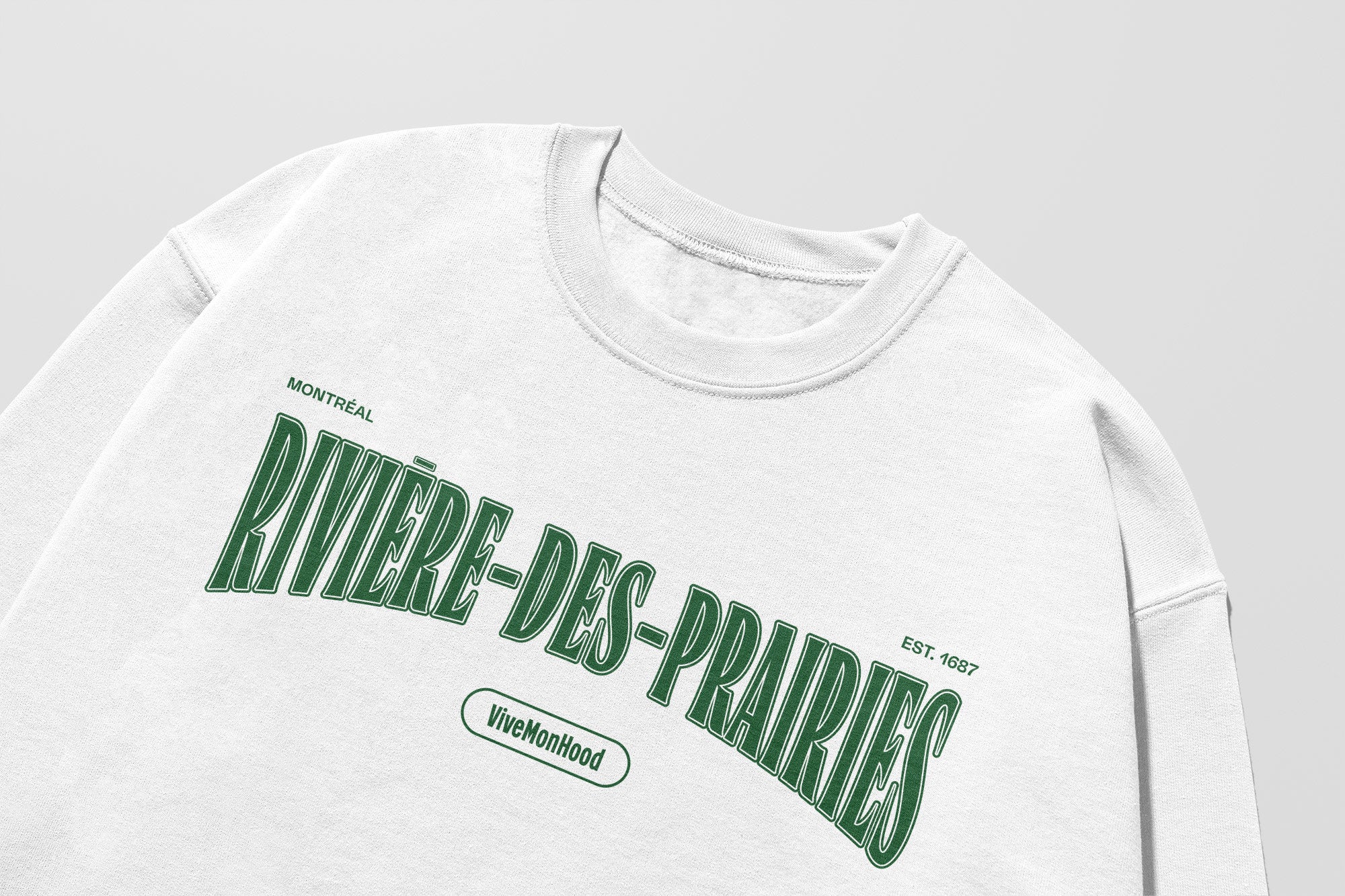 Mon Crew Fit - Adultes - Riviere-Des-Prairies - Impression en Vert