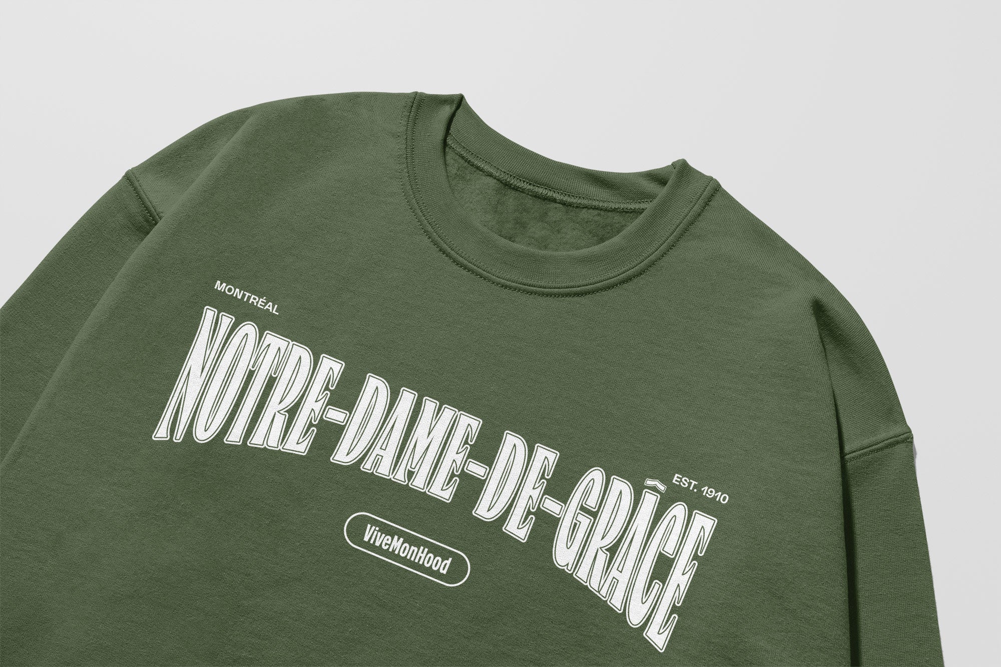 Mon Crew Confort - Adultes - Notre-Dame-de-Grace - Impression en Blanc