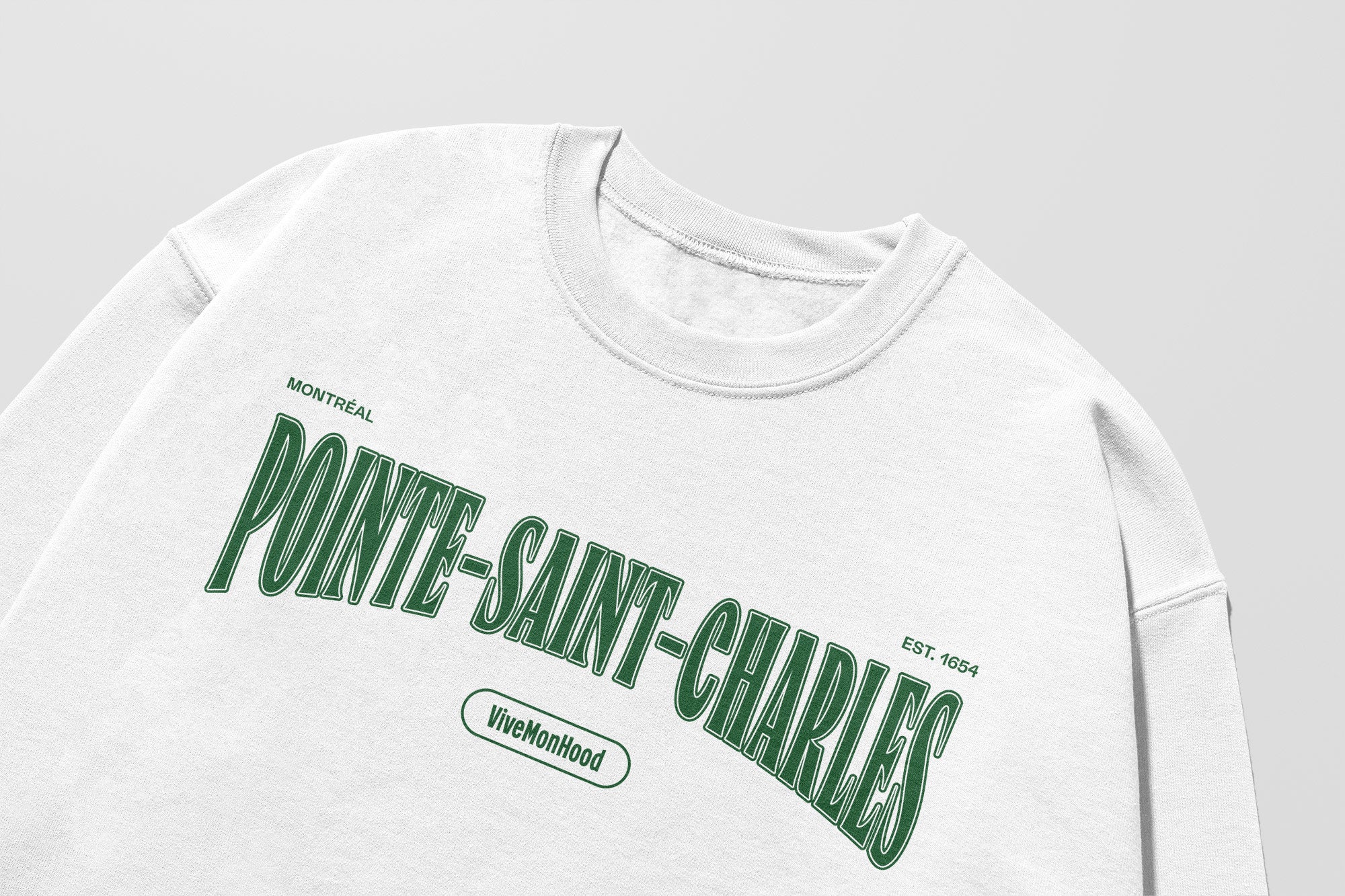 Mon Crew Fit - Adultes - Pointe-Saint-Charles - Impression en Vert