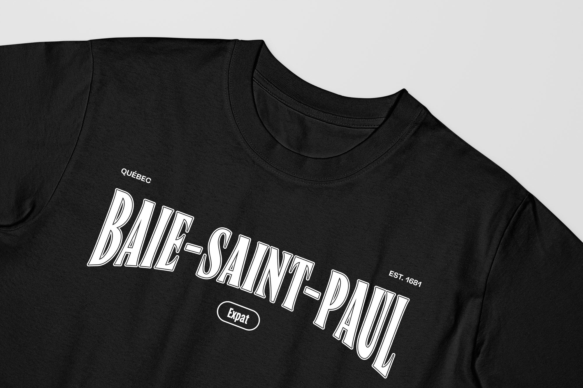 Mon T-Shirt Garçon - Adultes - Baie-Saint-Paul - Impression en Blanc
