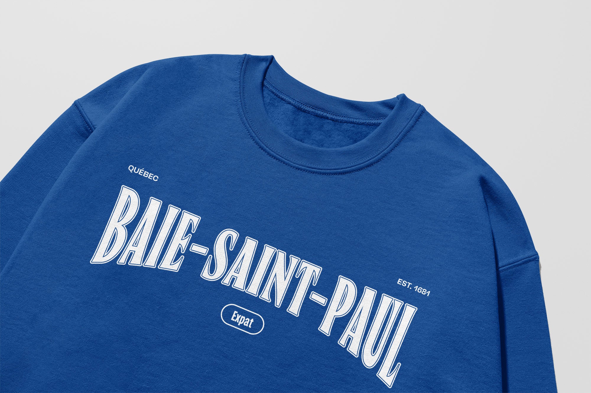Mon Crew Confort - Adultes - Baie-Saint-Paul - Impression en Blanc