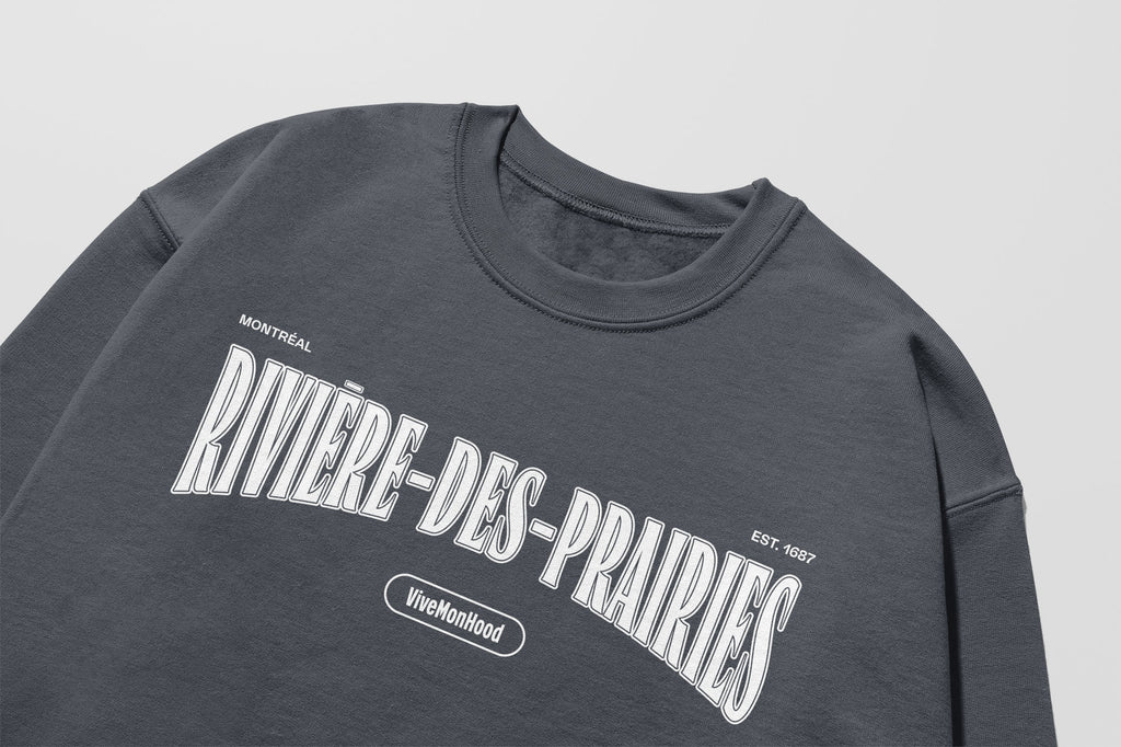 Mon Crew Fit - Enfants - Riviere-Des-Prairies - Impression en Blanc
