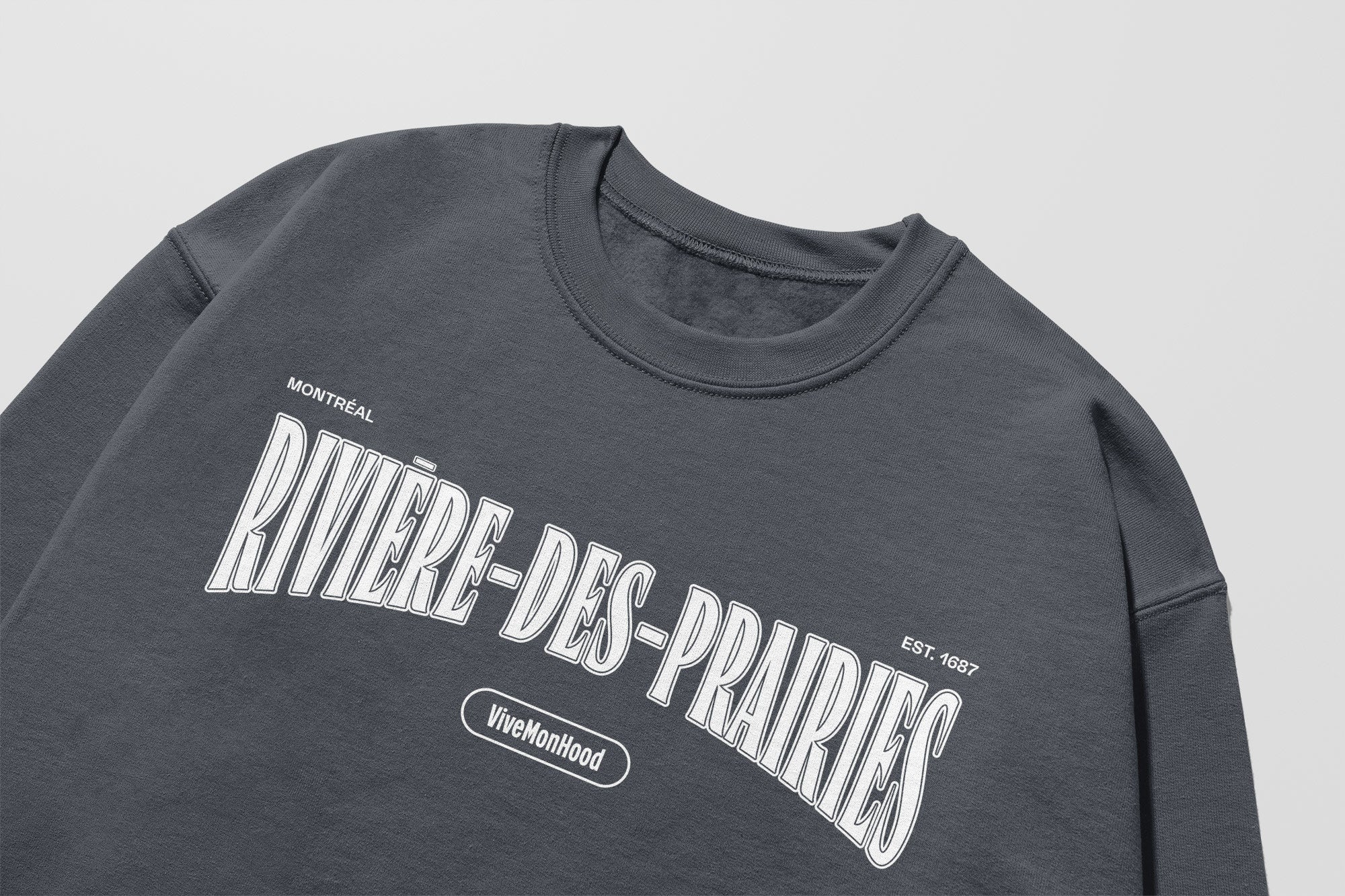 Mon Crew Fit - Enfants - Riviere-Des-Prairies - Impression en Blanc