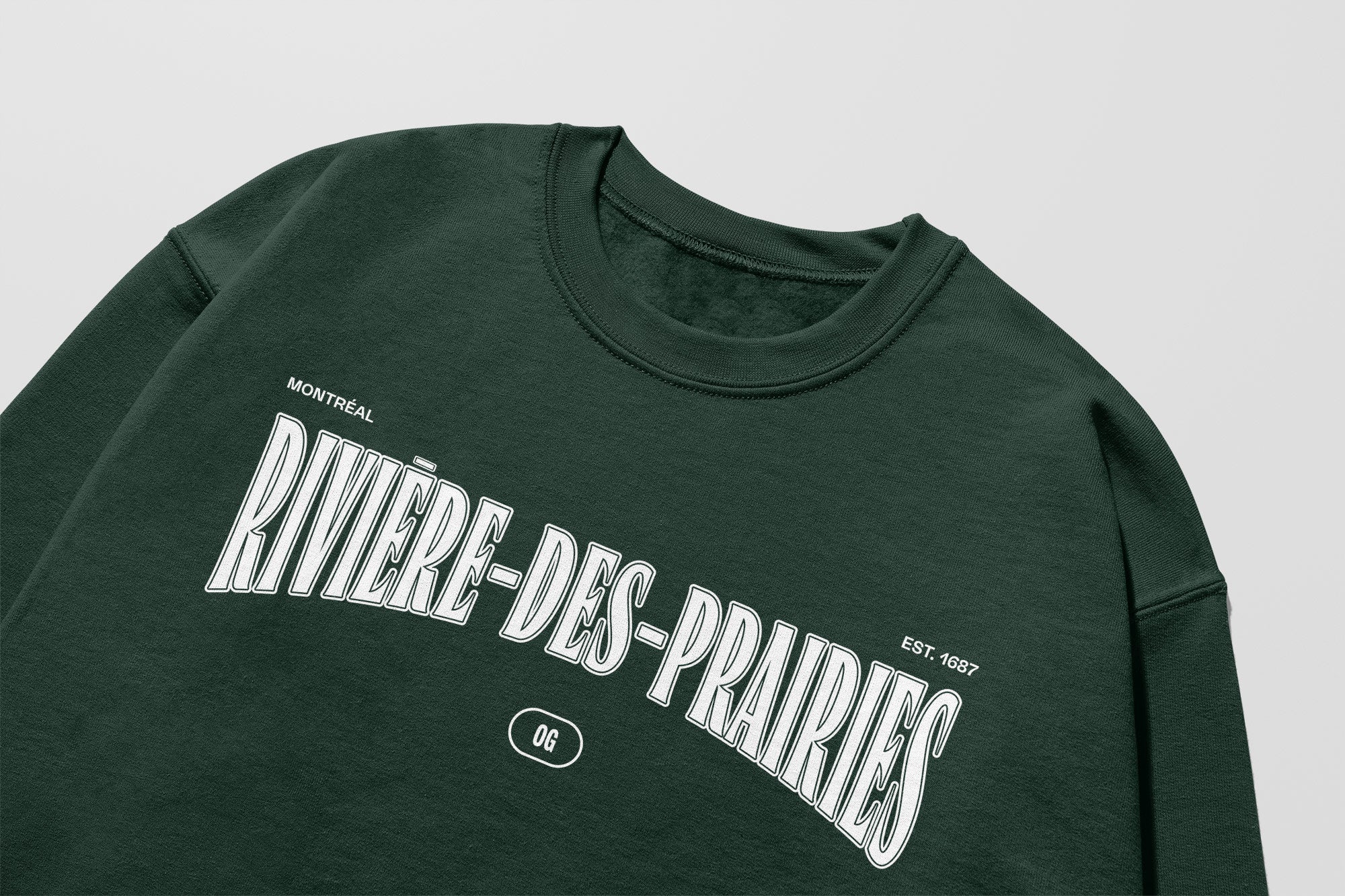 Mon Crew Confort - Adultes - Riviere-Des-Prairies - Impression en Blanc