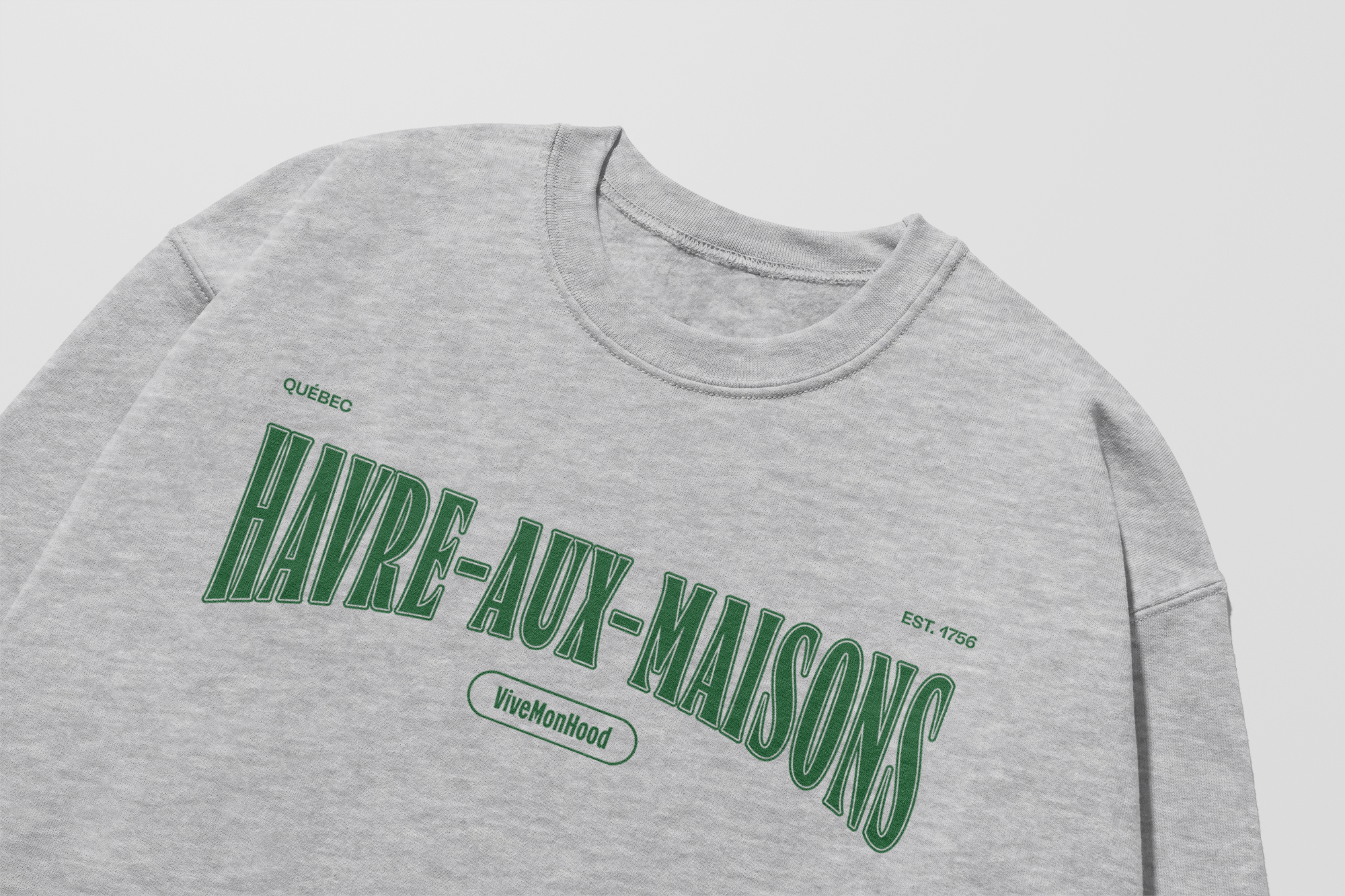 Mon Crew Fit - Havre-aux-Maisons - Adulte - Vert - Sport Gray