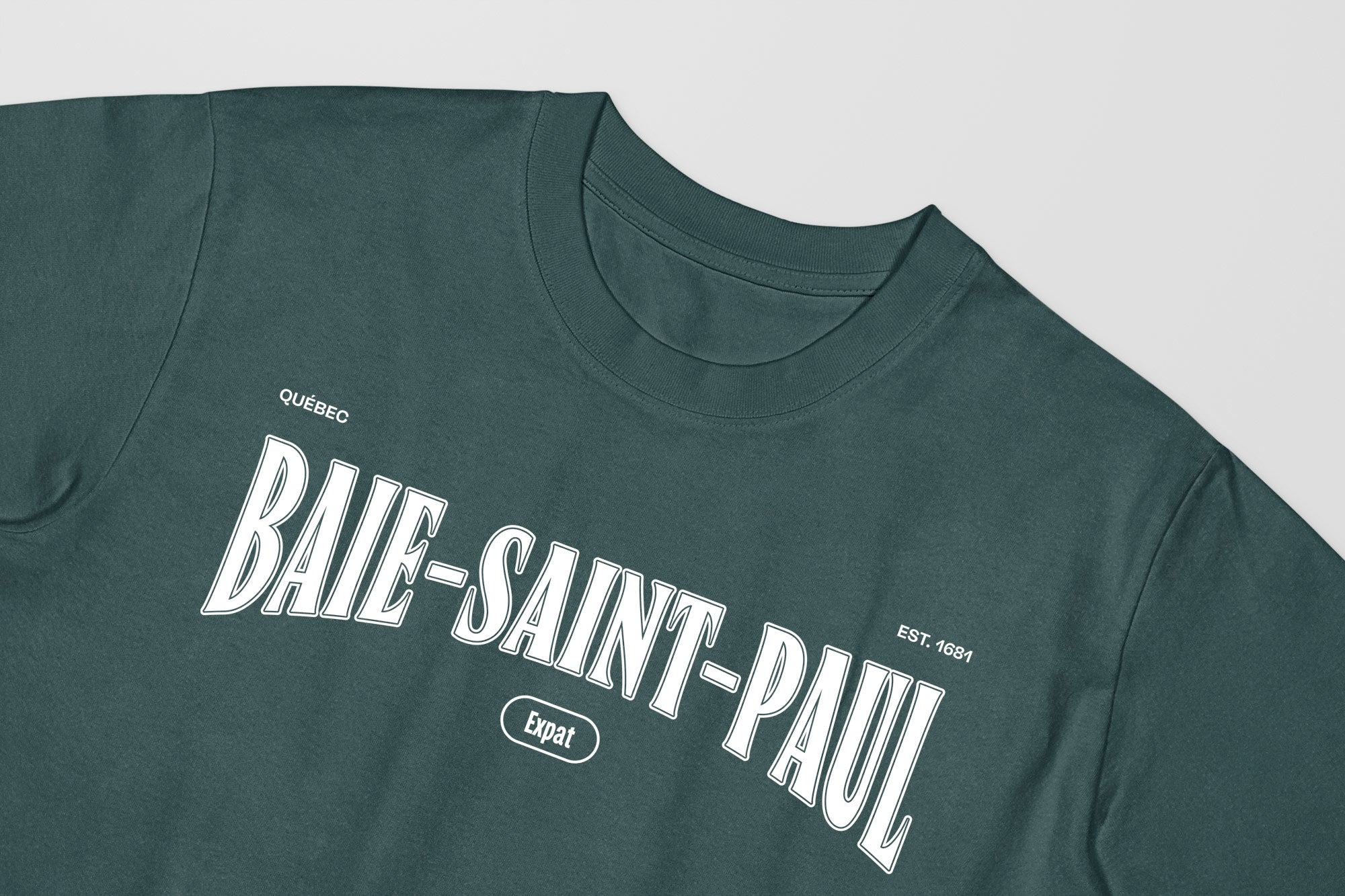 Mon T-Shirt Garçon - Adultes - Baie-Saint-Paul - Impression en Blanc