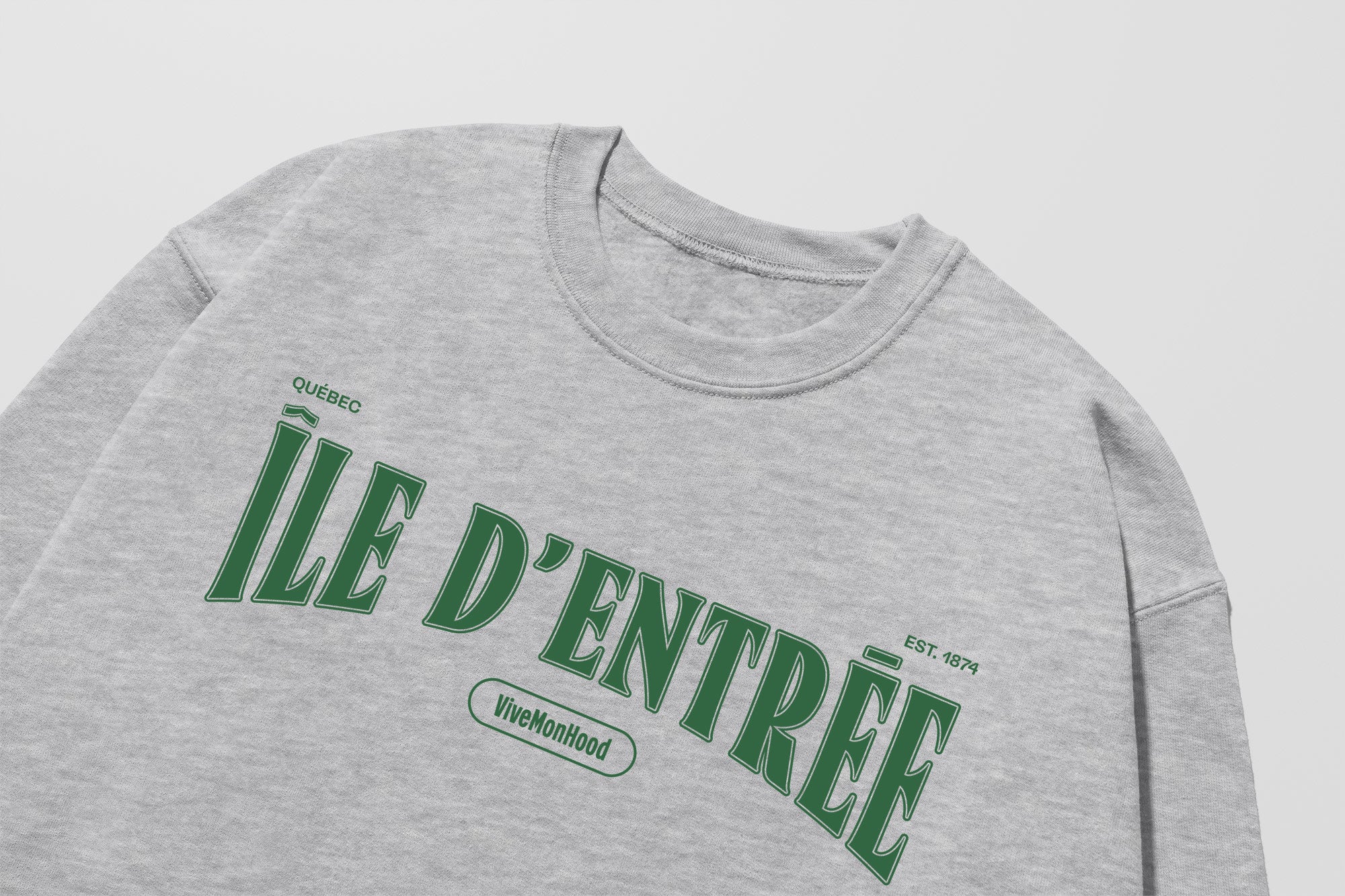 Mon Crew Fit - Adultes - Ile d'entree - Impression en Vert