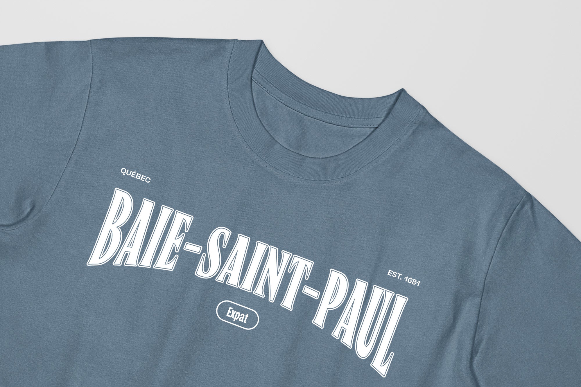 Mon T-Shirt Garçon - Adultes - Baie-Saint-Paul - Impression en Blanc