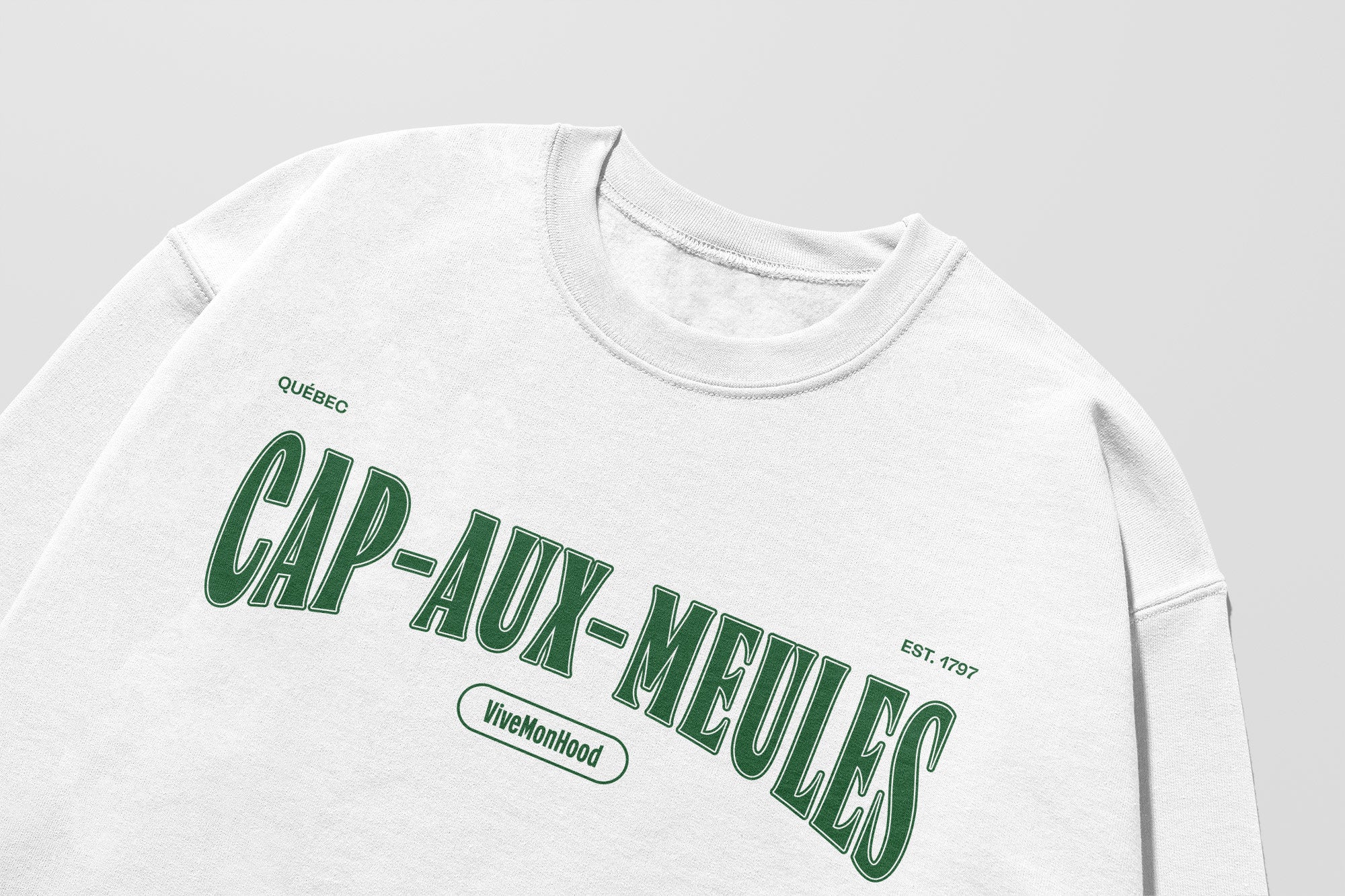 Mon Crew Fit - Adultes - Cap-aux-Meules - Impression en Vert