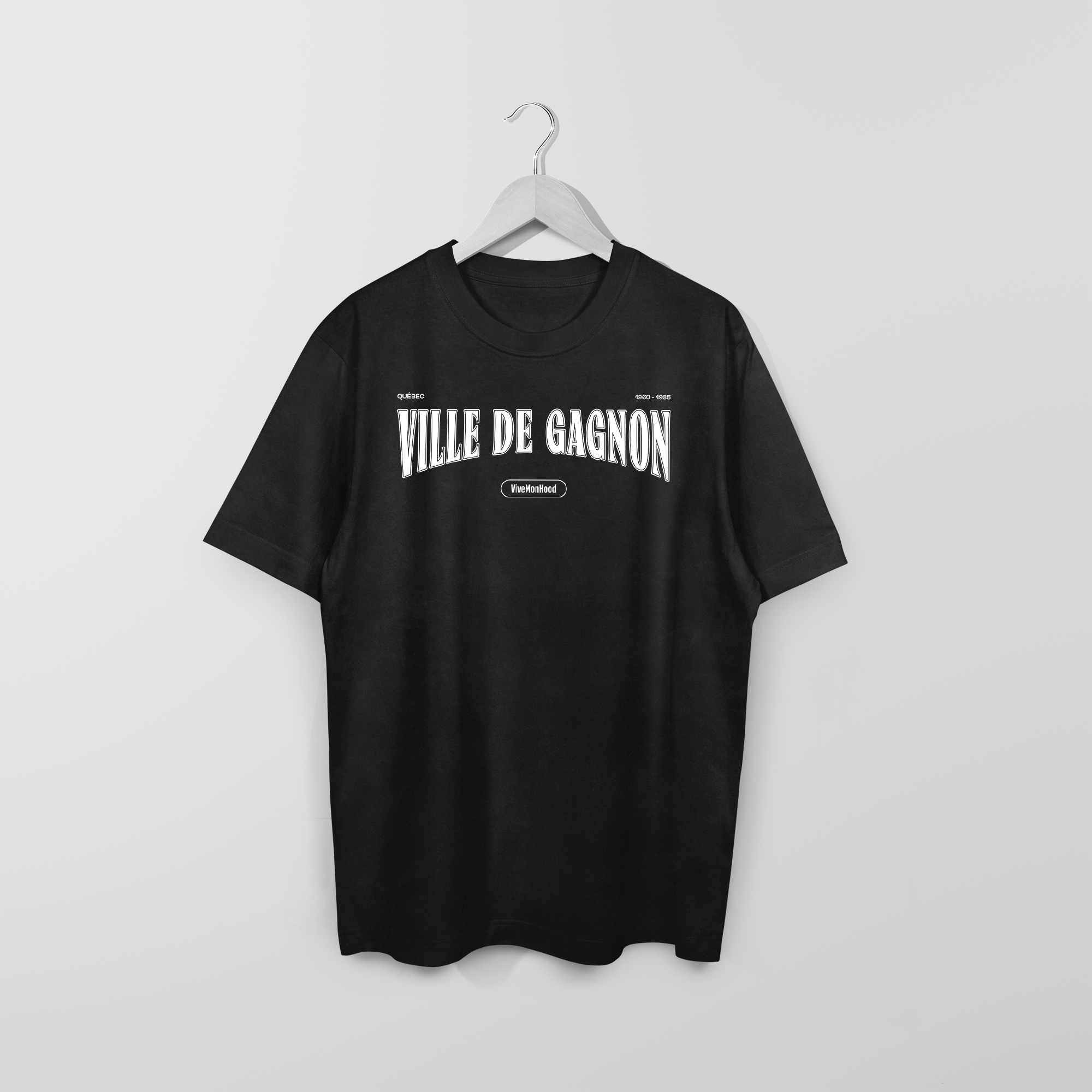 Mon T-Shirt Garçon - Ville de Gagnon - Adulte - Blanc - Noir