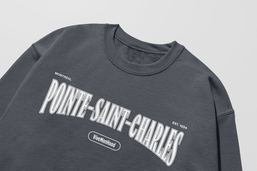 Mon Crew Fit - Enfants - Pointe-Saint-Charles - Impression en Blanc
