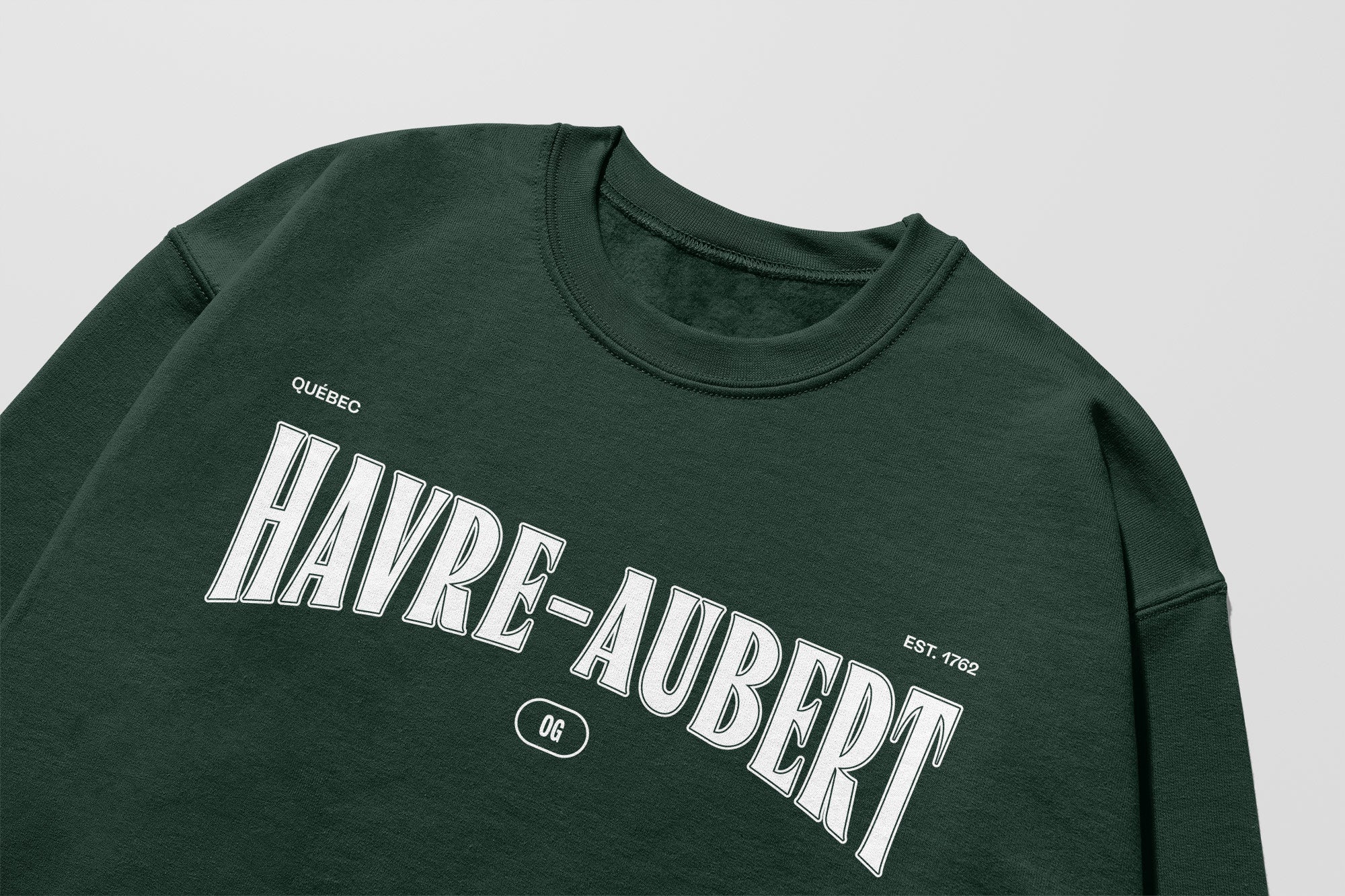 Mon Crew Confort - Adultes - Havre-Aubert - Impression en Blanc