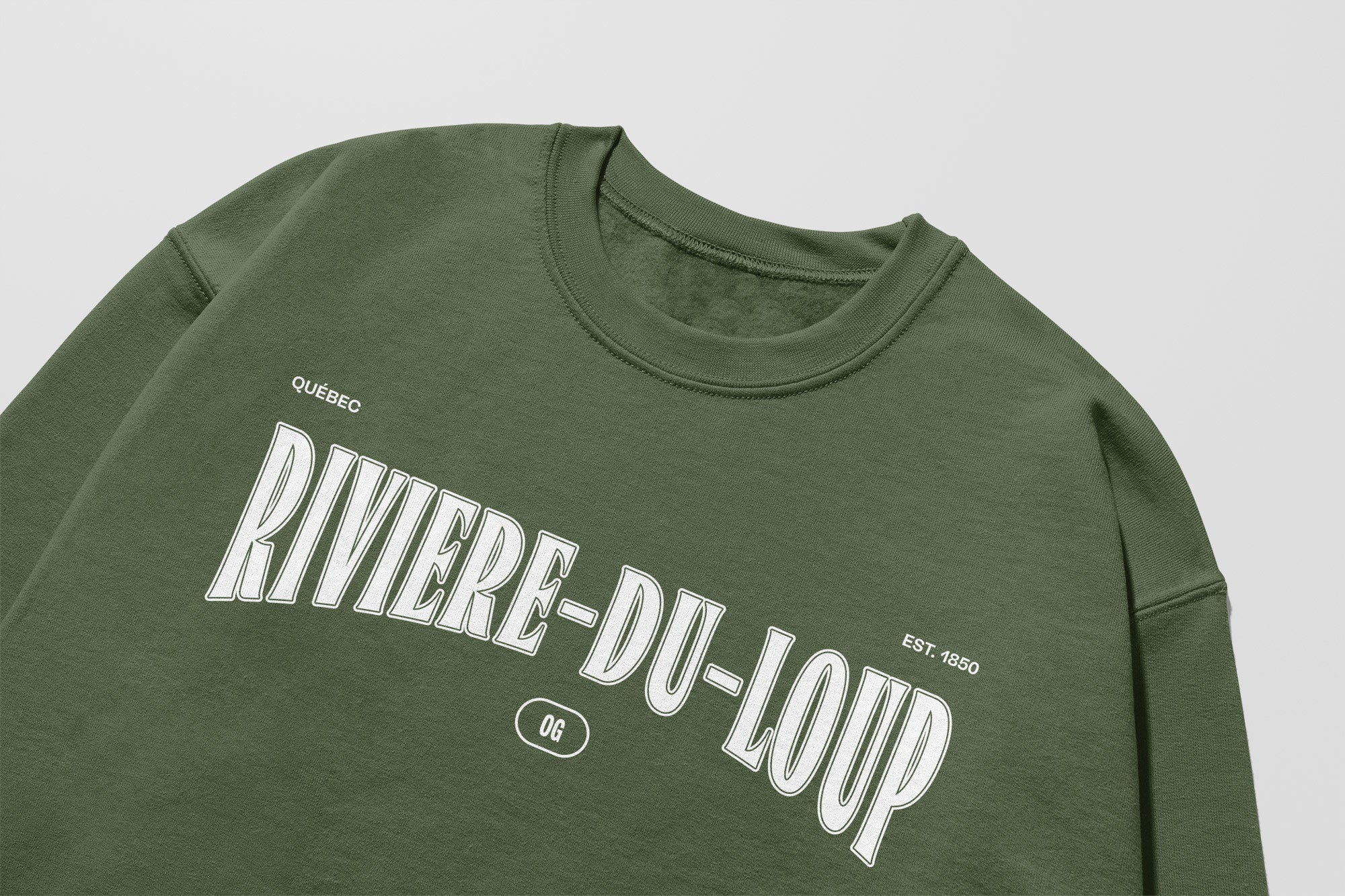 Mon Crew Confort - Adultes - Rivière-du-Loup - Impression en Blanc