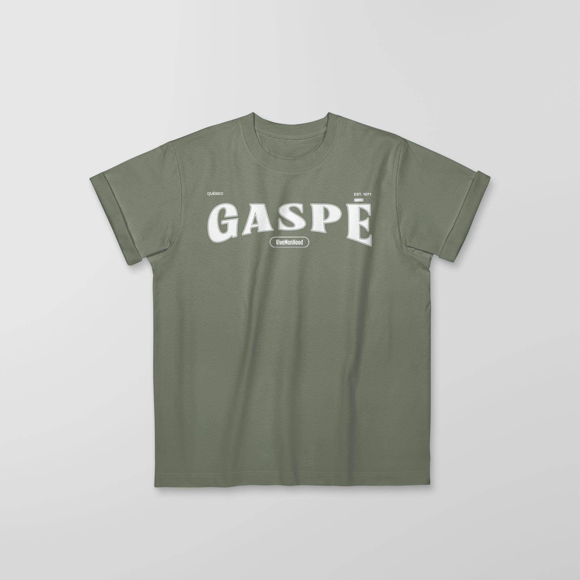 Mon T-Shirt Garçon - Adultes - Gaspé - Impression en Blanc