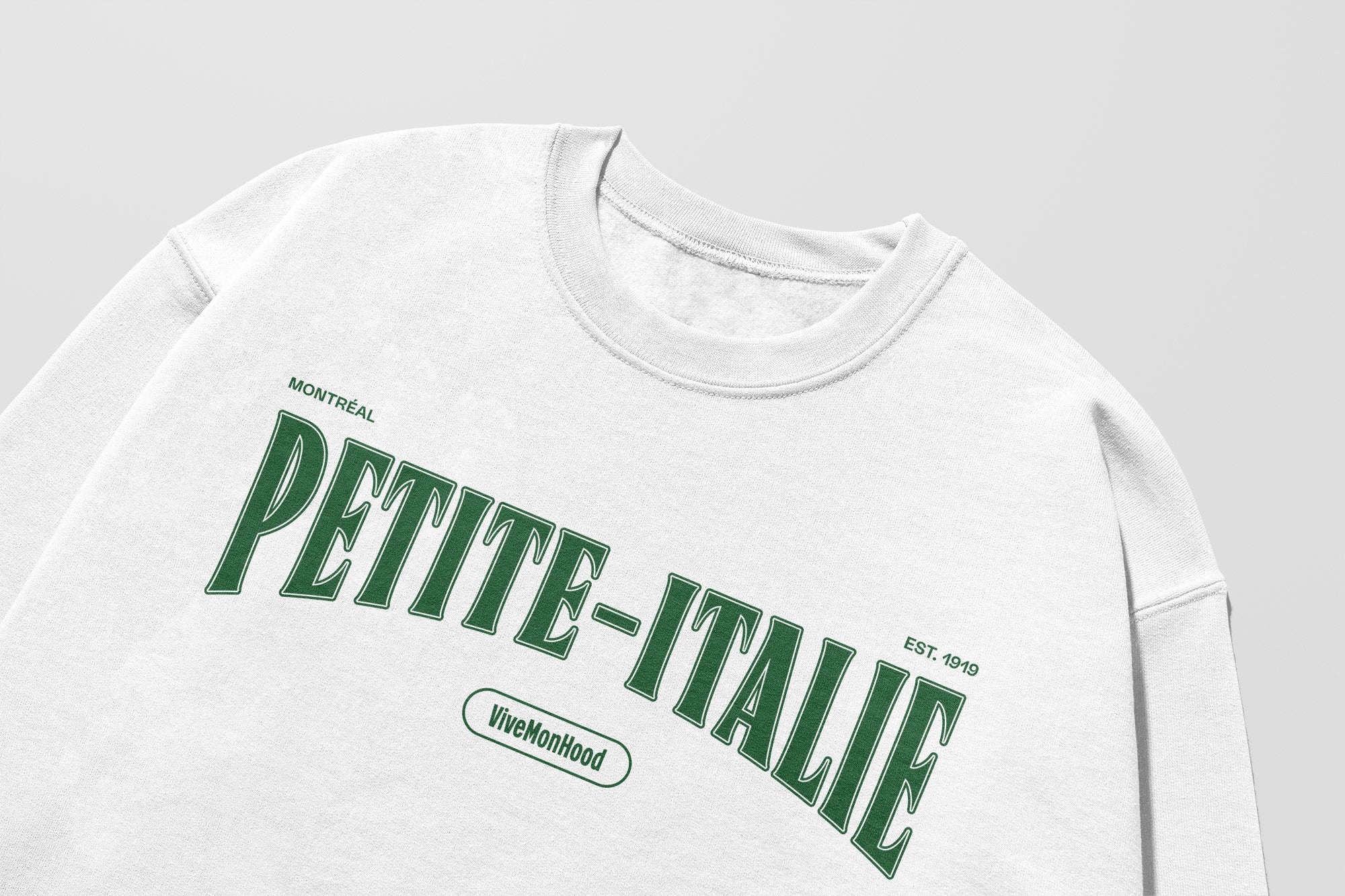 Mon Crew Fit - Adultes - Petite-Italie - Impression en Vert