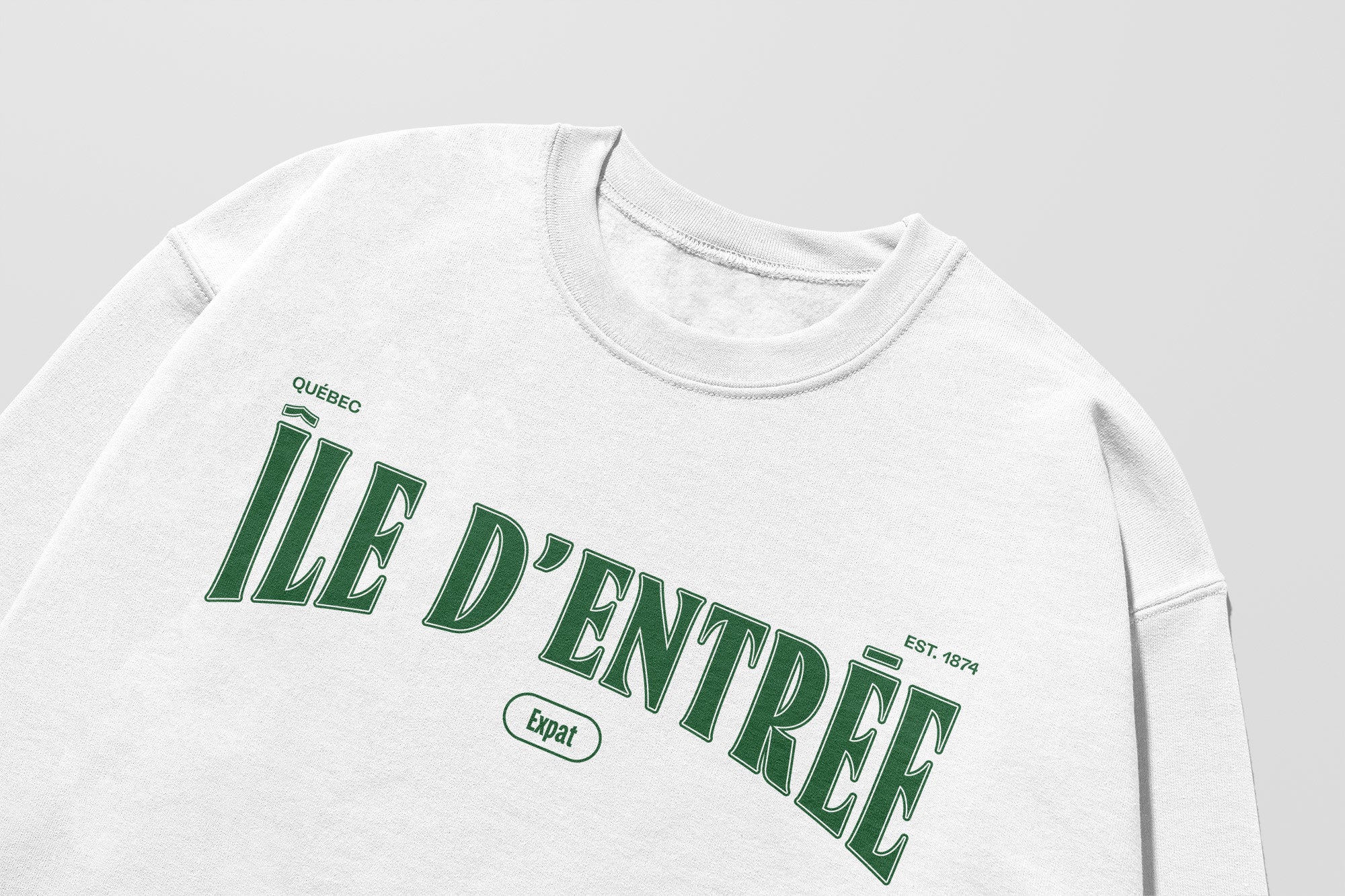 Mon Crew Fit - Adultes - Ile d'entree - Impression en Vert