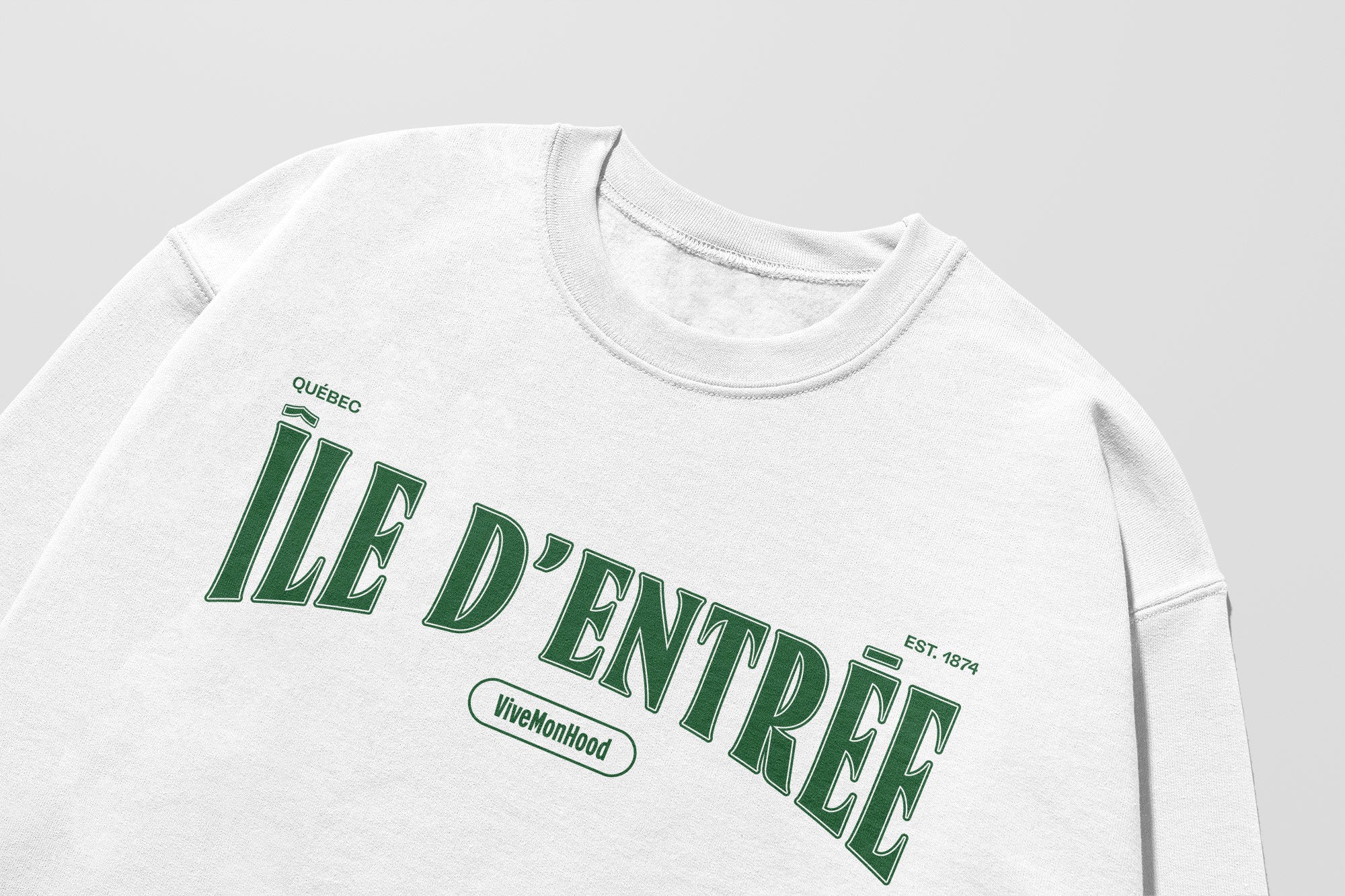 Mon Crew Fit - Adultes - Ile d'entree - Impression en Vert