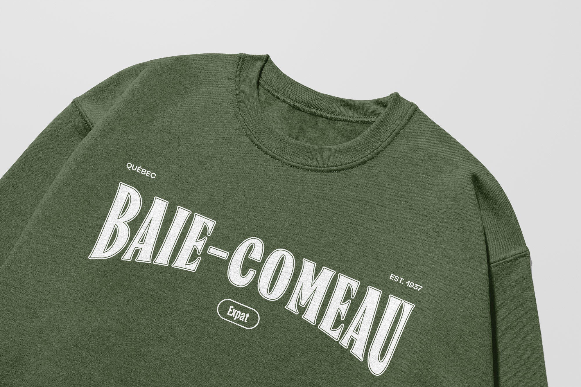 Mon Crew Confort - Adultes - Baie-Comeau - Impression en Blanc