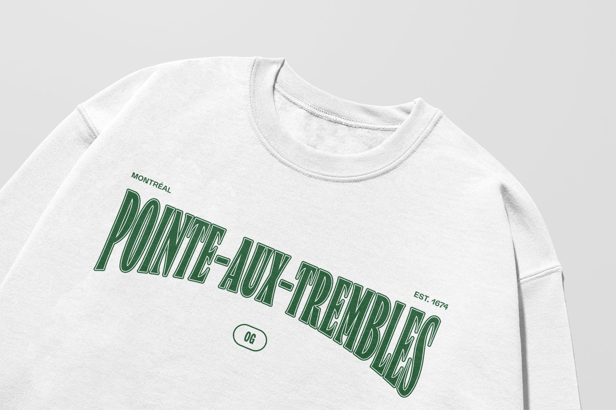 Mon Crew Fit - Adultes - Pointe-aux-Trembles - Impression en Vert