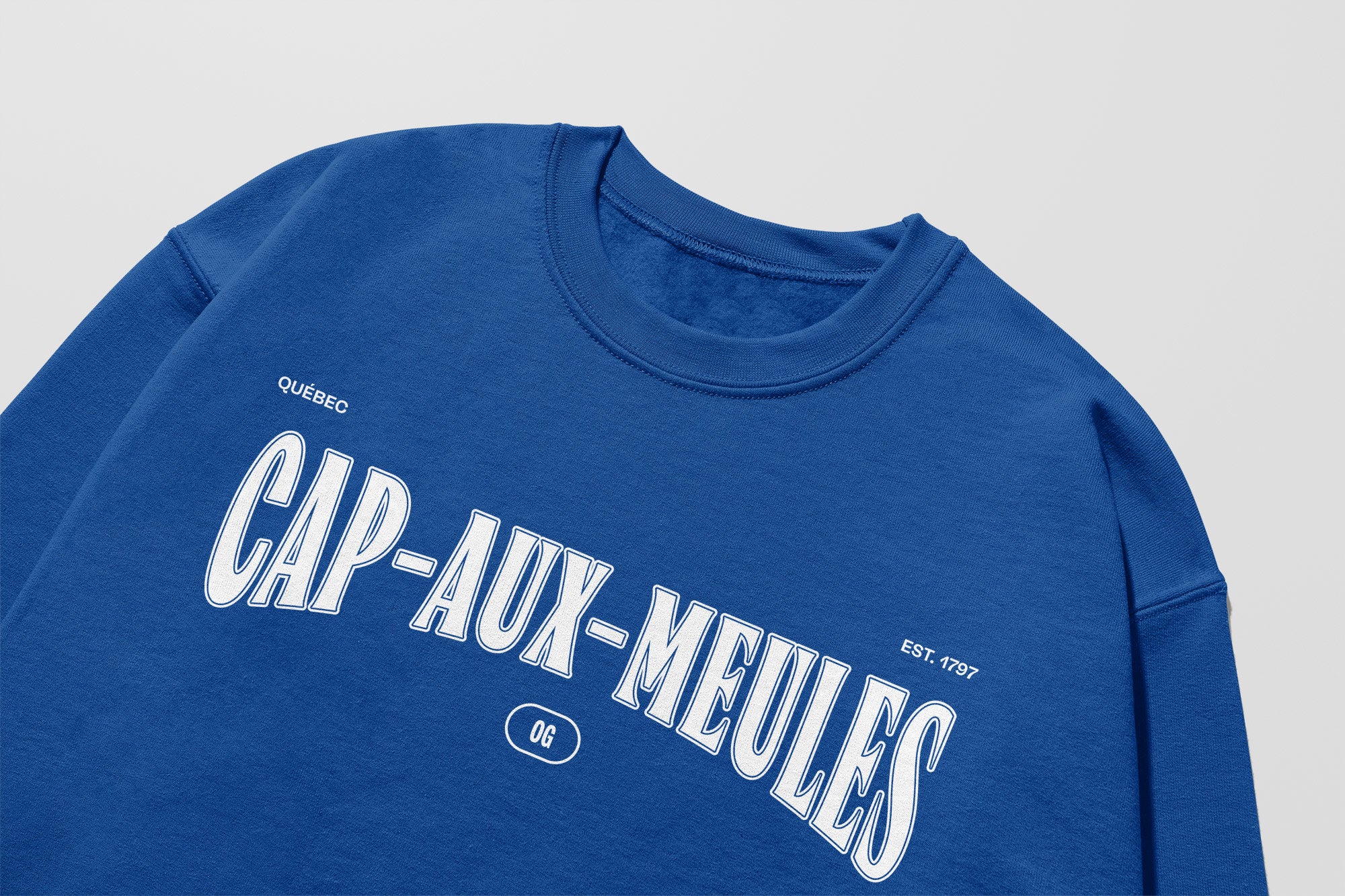 Mon Crew Confort - Adultes - Cap-aux-Meules - Impression en Blanc