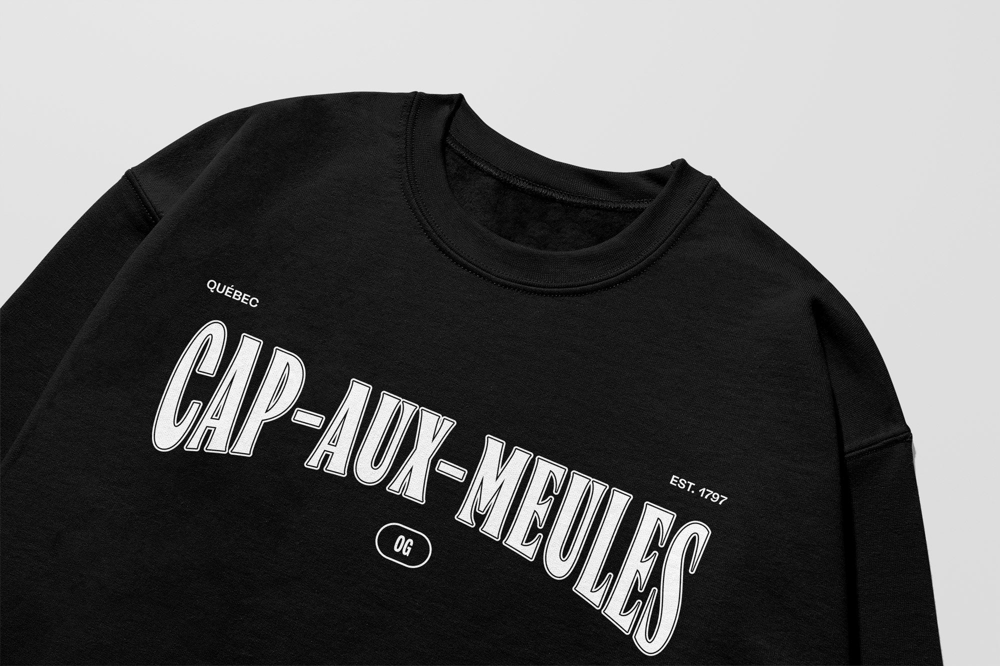 Mon Crew Confort - Adultes - Cap-aux-Meules - Impression en Blanc