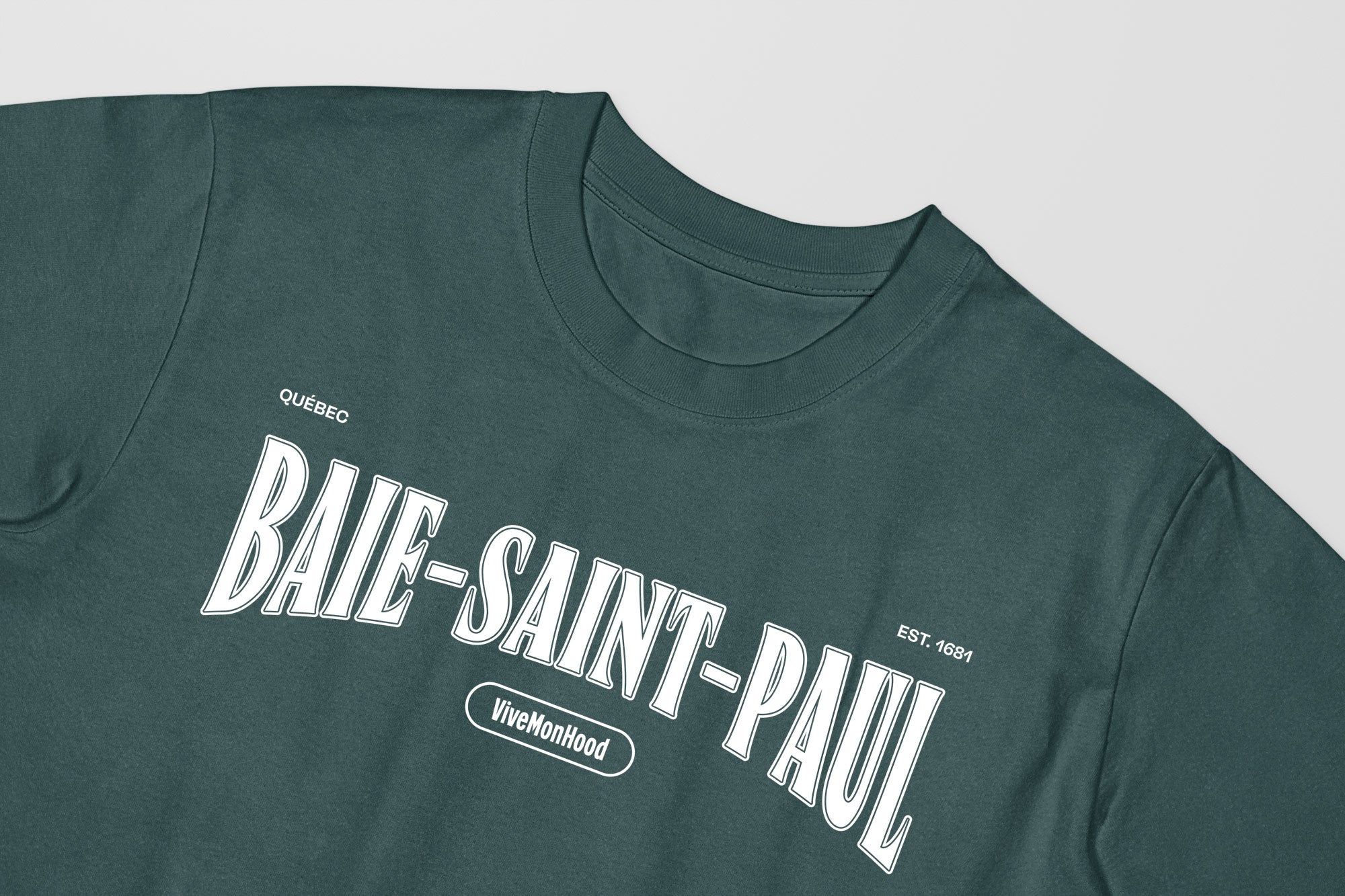Mon T-Shirt Garçon - Adultes - Baie-Saint-Paul - Impression en Blanc
