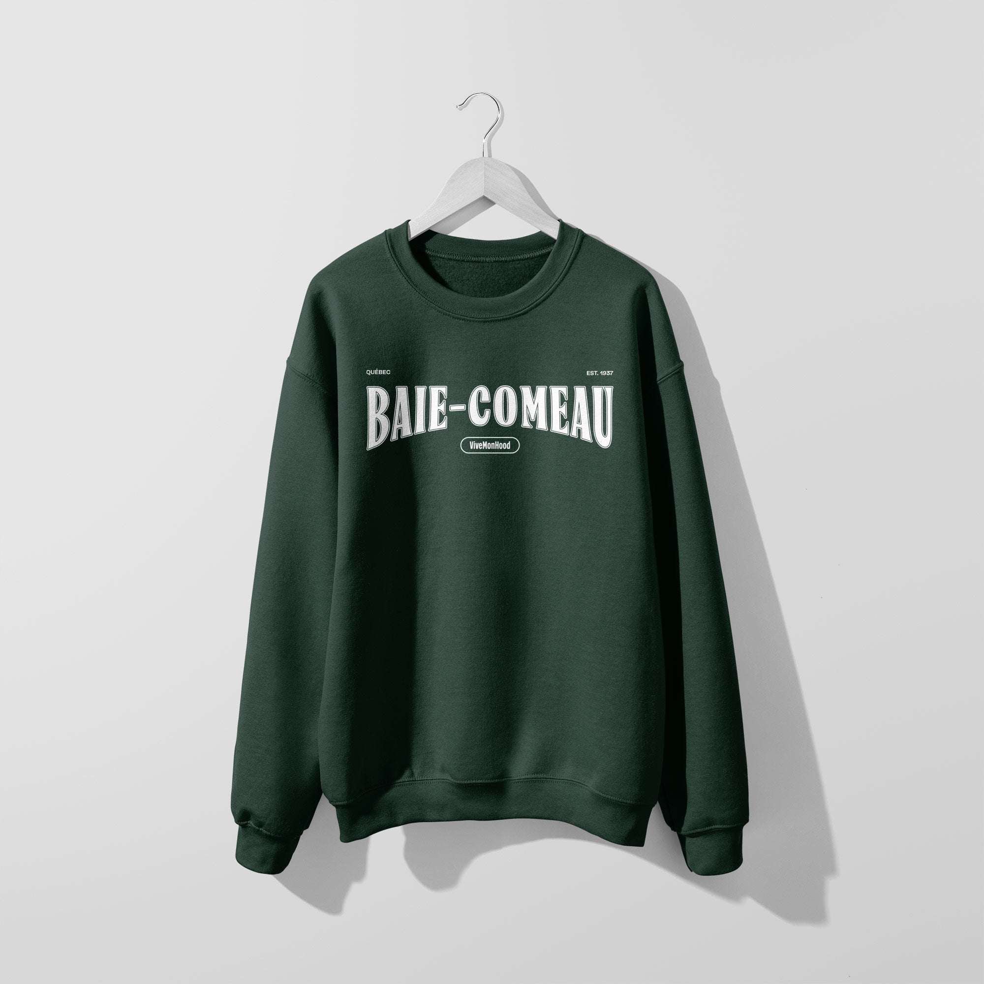 Mon Crew Confort - Adultes - Baie-Comeau - Impression en Blanc