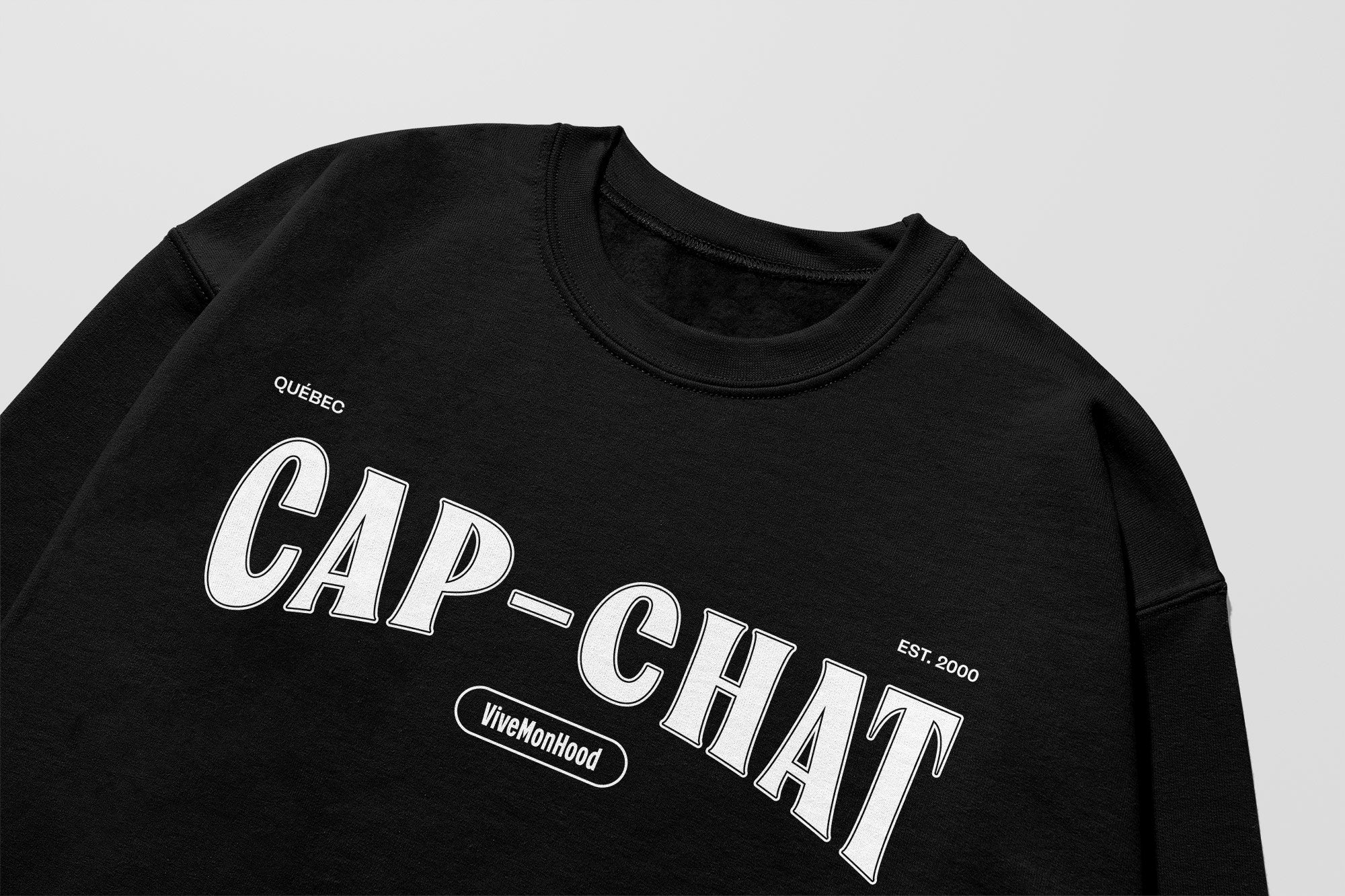 Mon Crew Confort - Adultes - Cap-Chat - Impression en Blanc