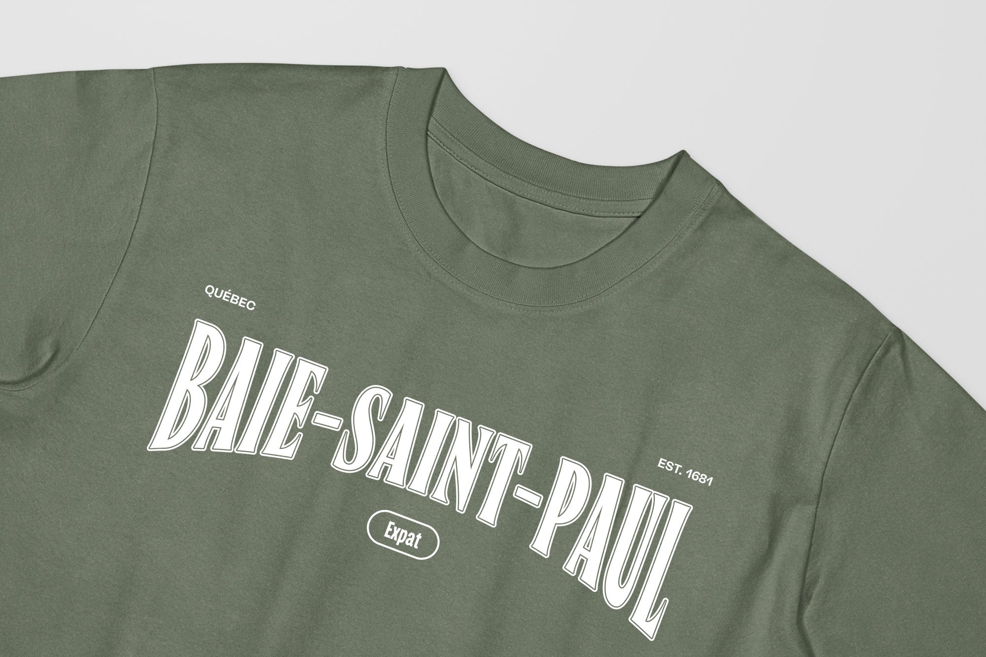 Mon T-Shirt Garçon - Adultes - Baie-Saint-Paul - Impression en Blanc