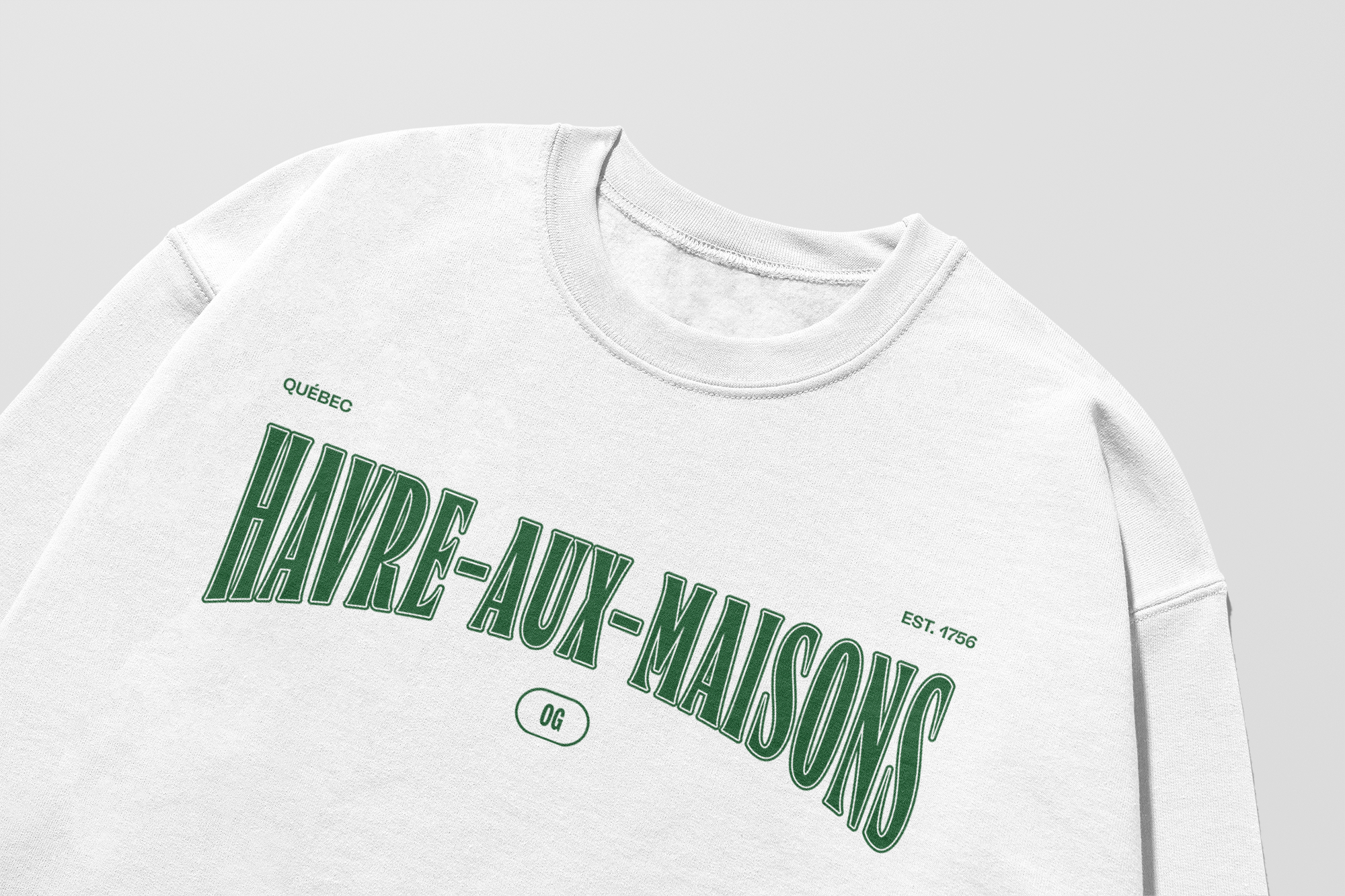 Mon Crew Fit - Havre-aux-Maisons - Adulte - Vert - Blanc