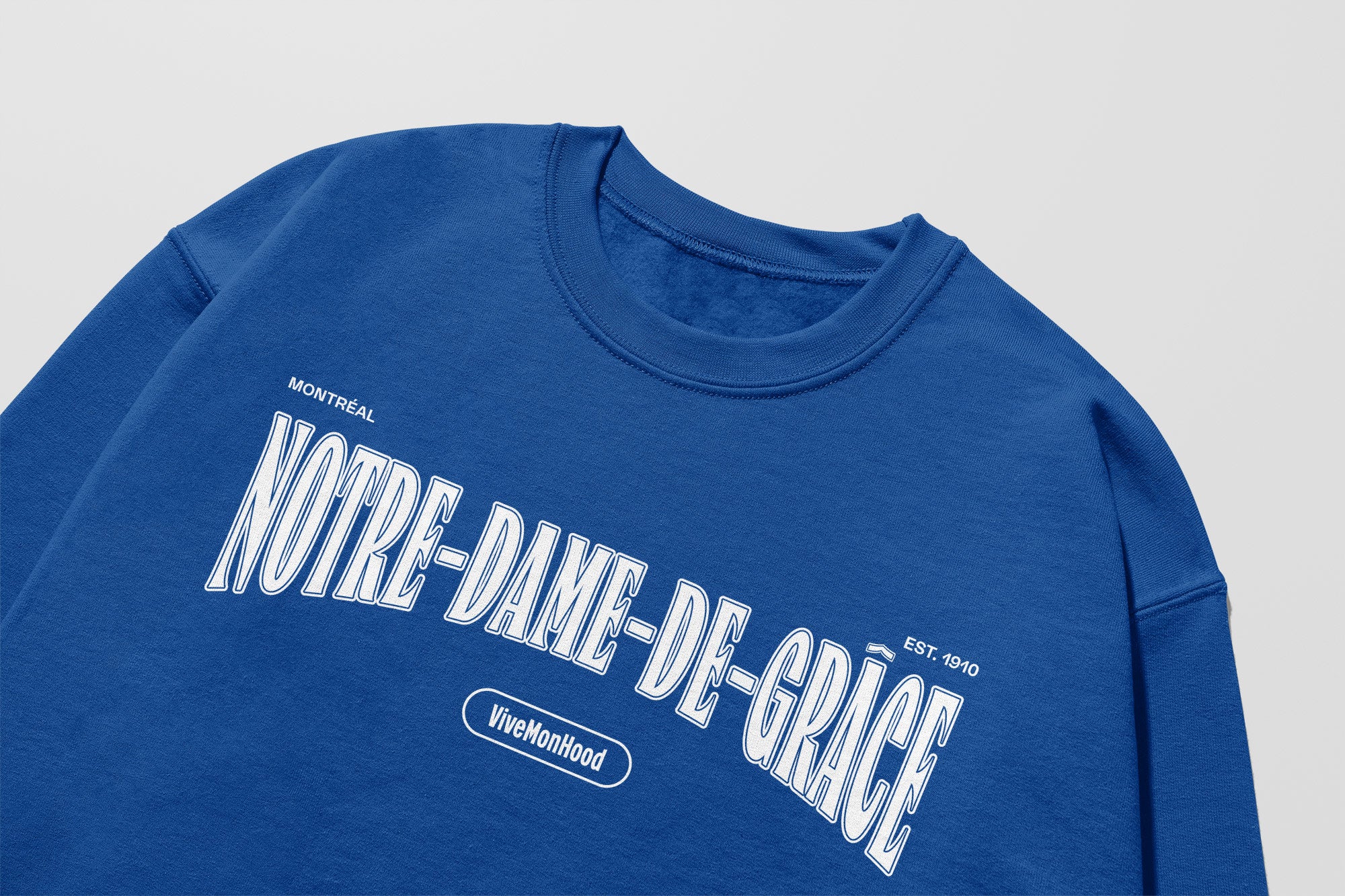 Mon Crew Confort - Adultes - Notre-Dame-de-Grace - Impression en Blanc