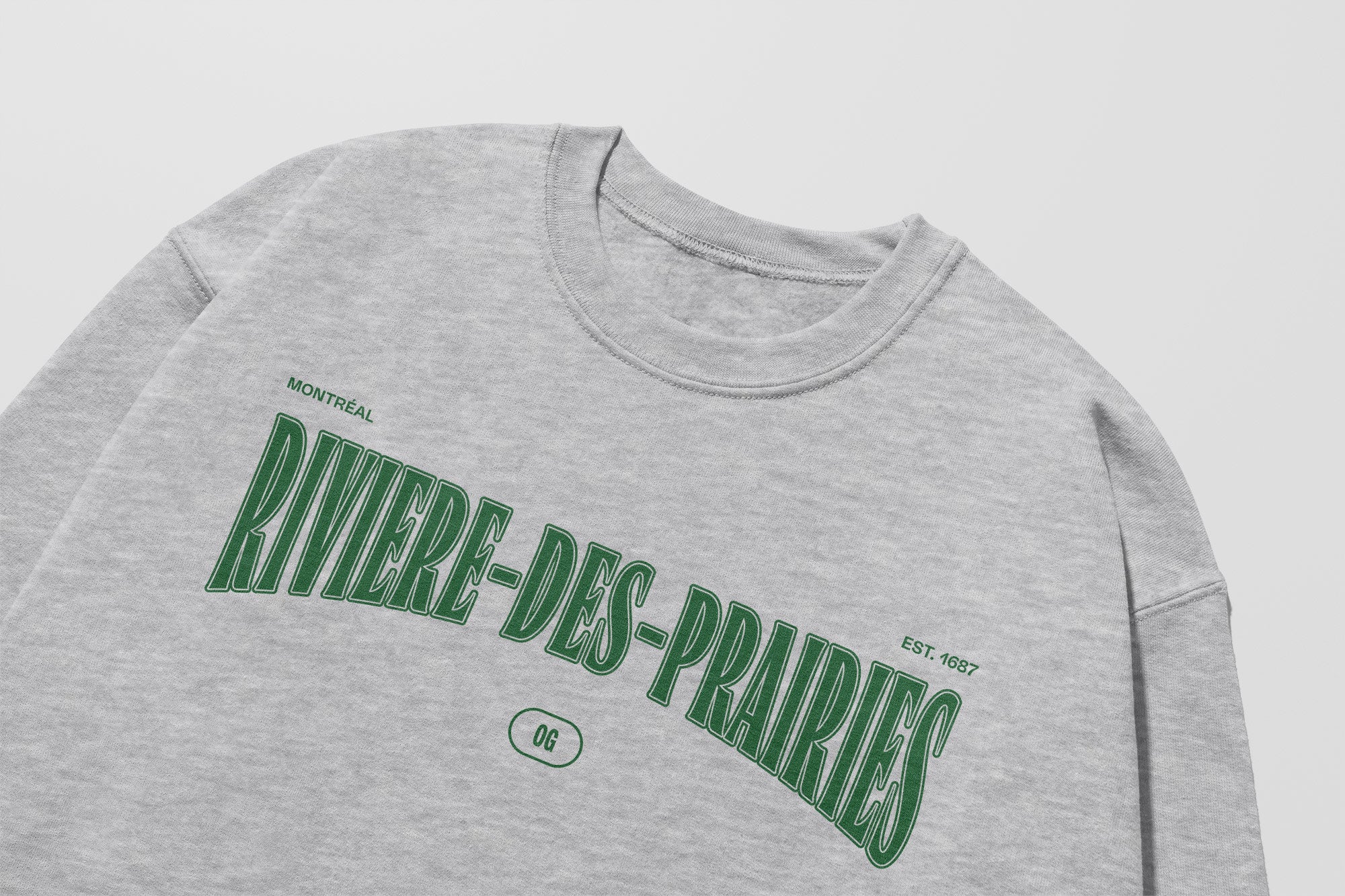 Mon Crew Fit - Adultes - Riviere-Des-Prairies - Impression en Vert