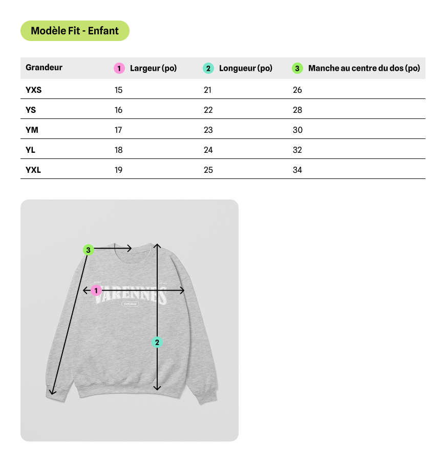 Mon Crew Fit - Hochelaga - Enfant - Blanc - Sport Gray