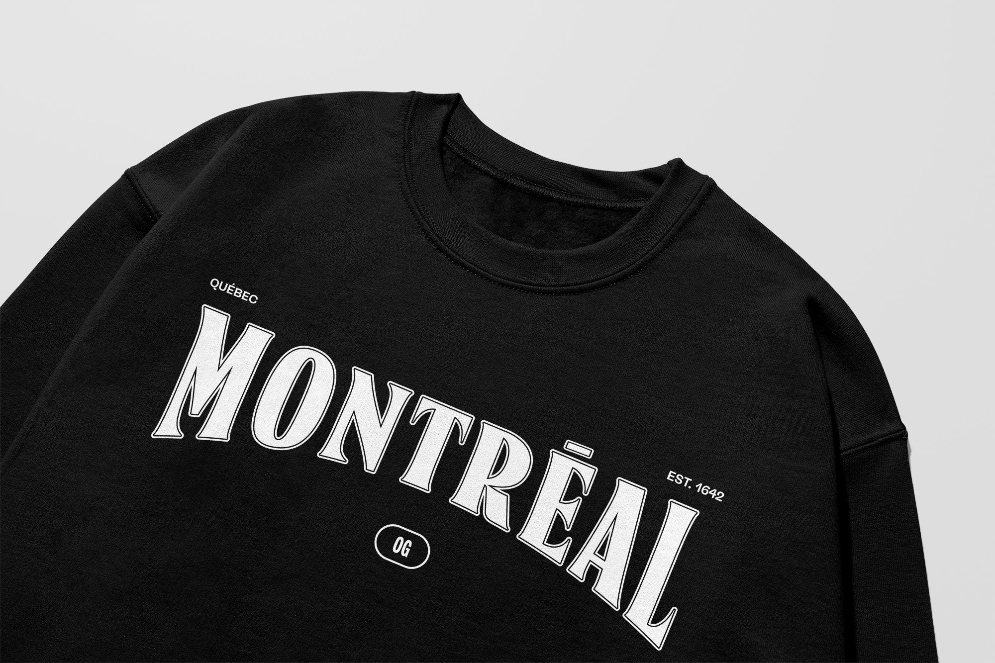 Mon Crew Confort - Adultes - Montréal - Impression en Blanc