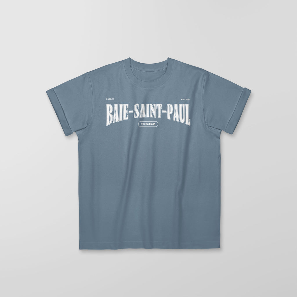 Mon T-Shirt Garçon - Adultes - Baie-Saint-Paul - Impression en Blanc