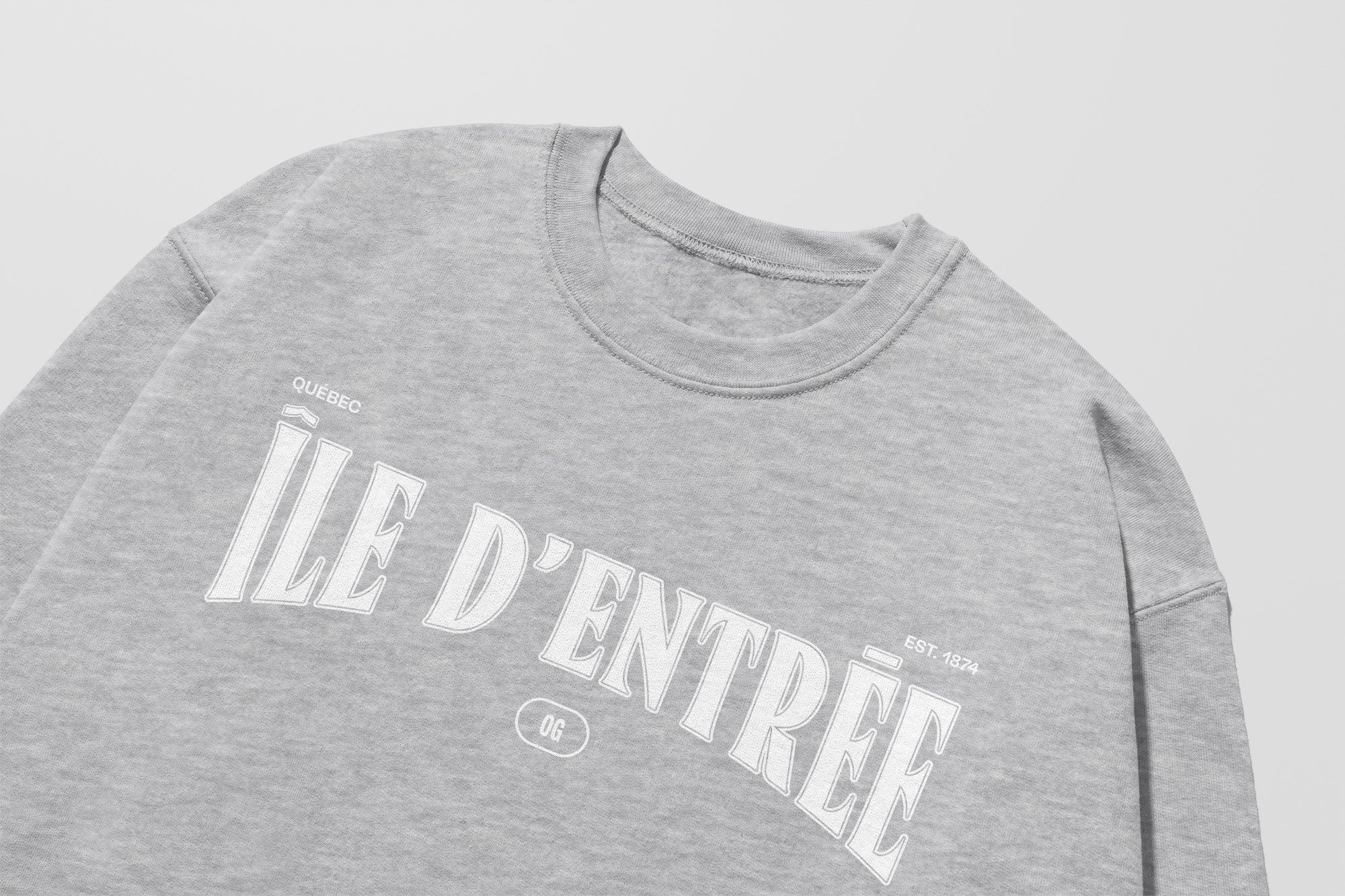 Mon Crew Fit - Adultes - Ile d'entree - Impression en Blanc