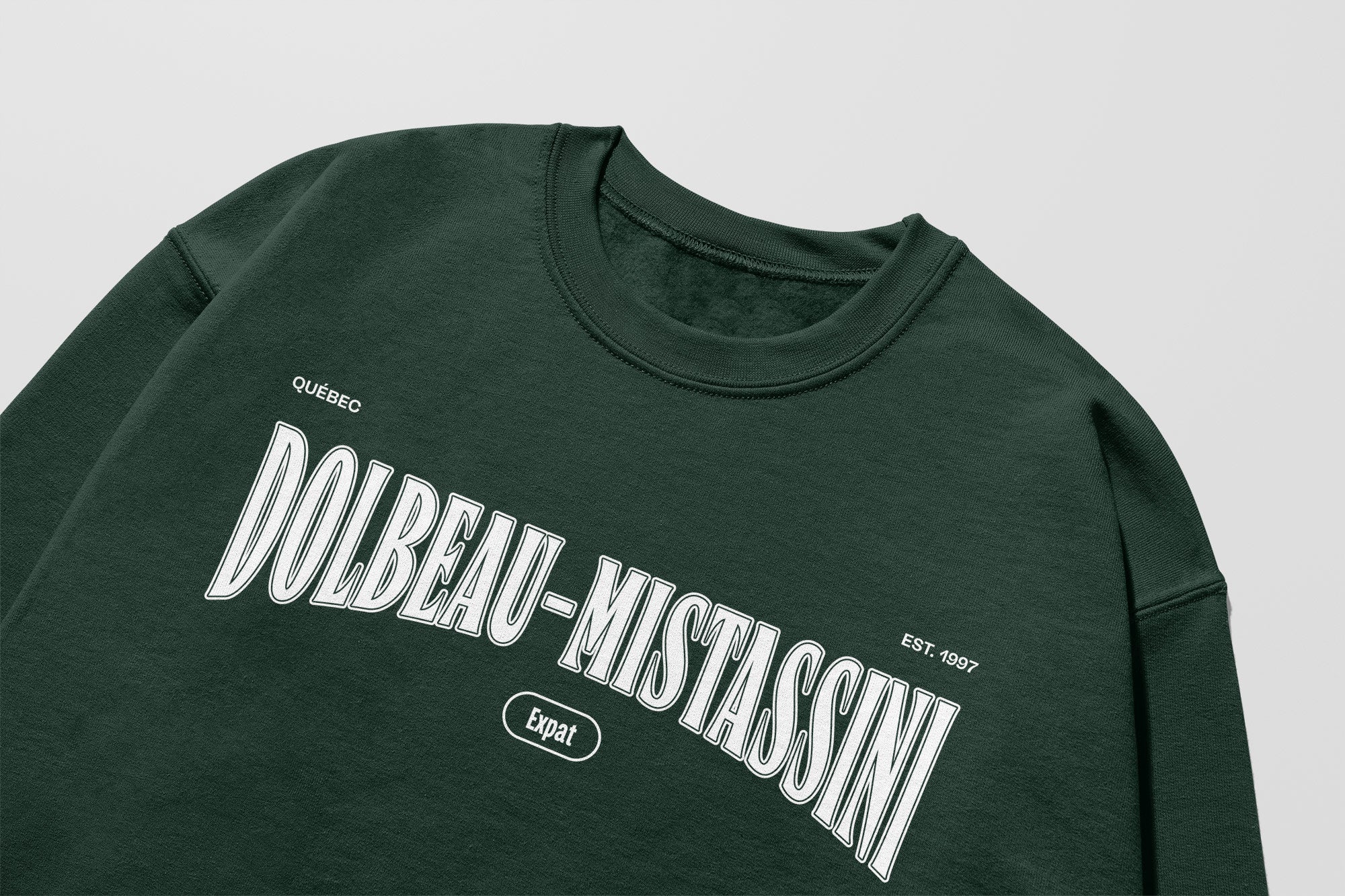 Mon Crew Confort - Adultes - Dolbeau-Mistassini - Impression en Blanc