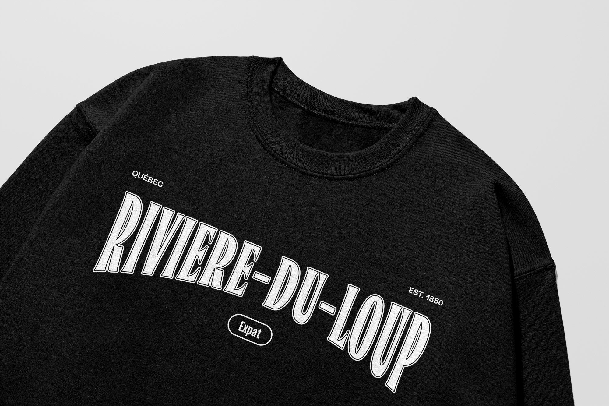 Mon Crew Fit - Adultes - Rivière-du-Loup - Impression en Blanc