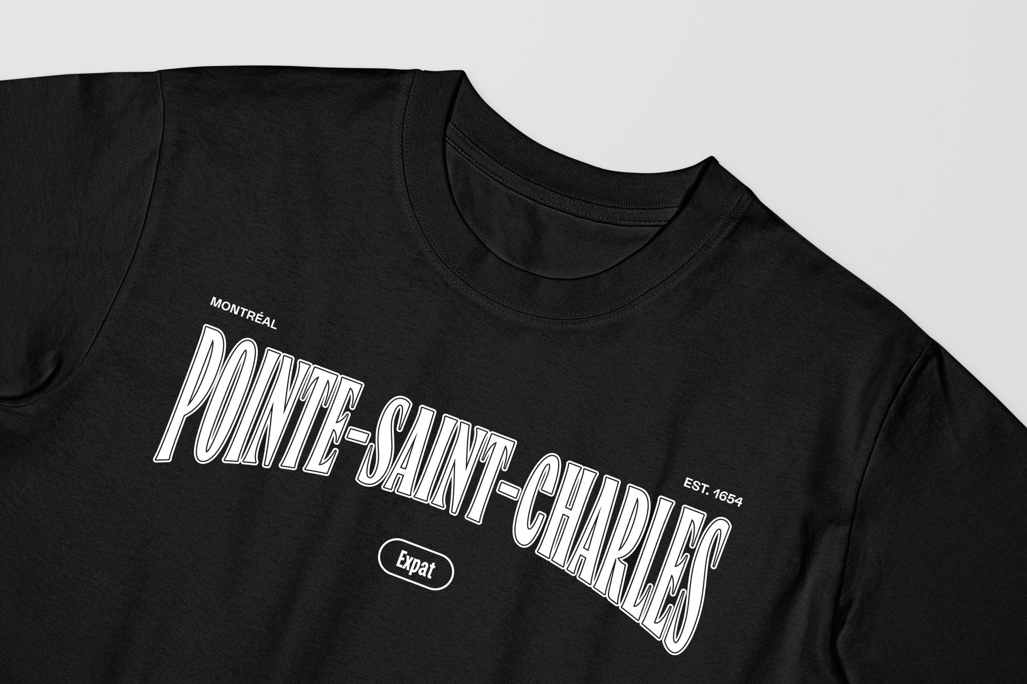 Mon T-Shirt Garçon - Adultes - Pointe-Saint-Charles - Impression en Blanc