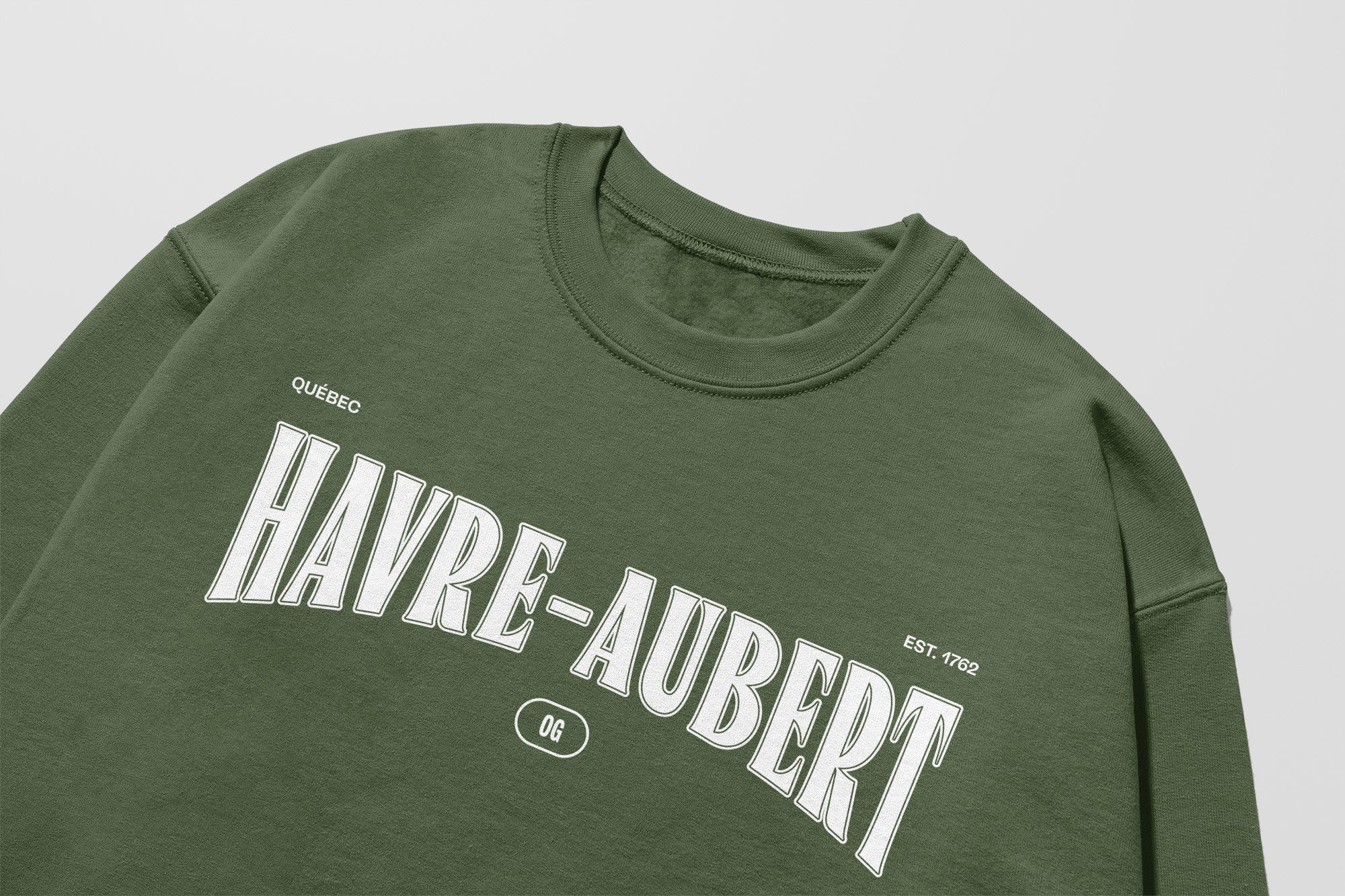 Mon Crew Confort - Adultes - Havre-Aubert - Impression en Blanc