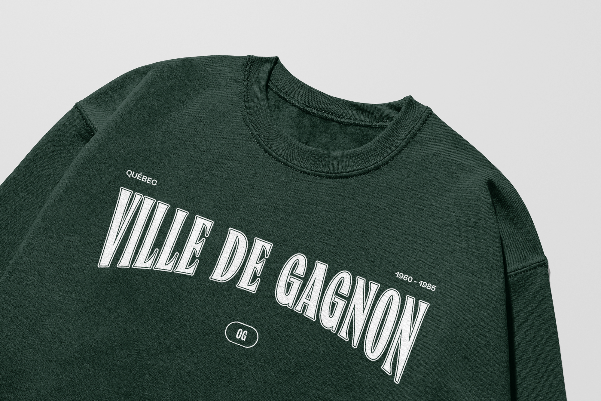 Mon Crew Confort - Ville de Gagnon - Adulte - Blanc - Forêt