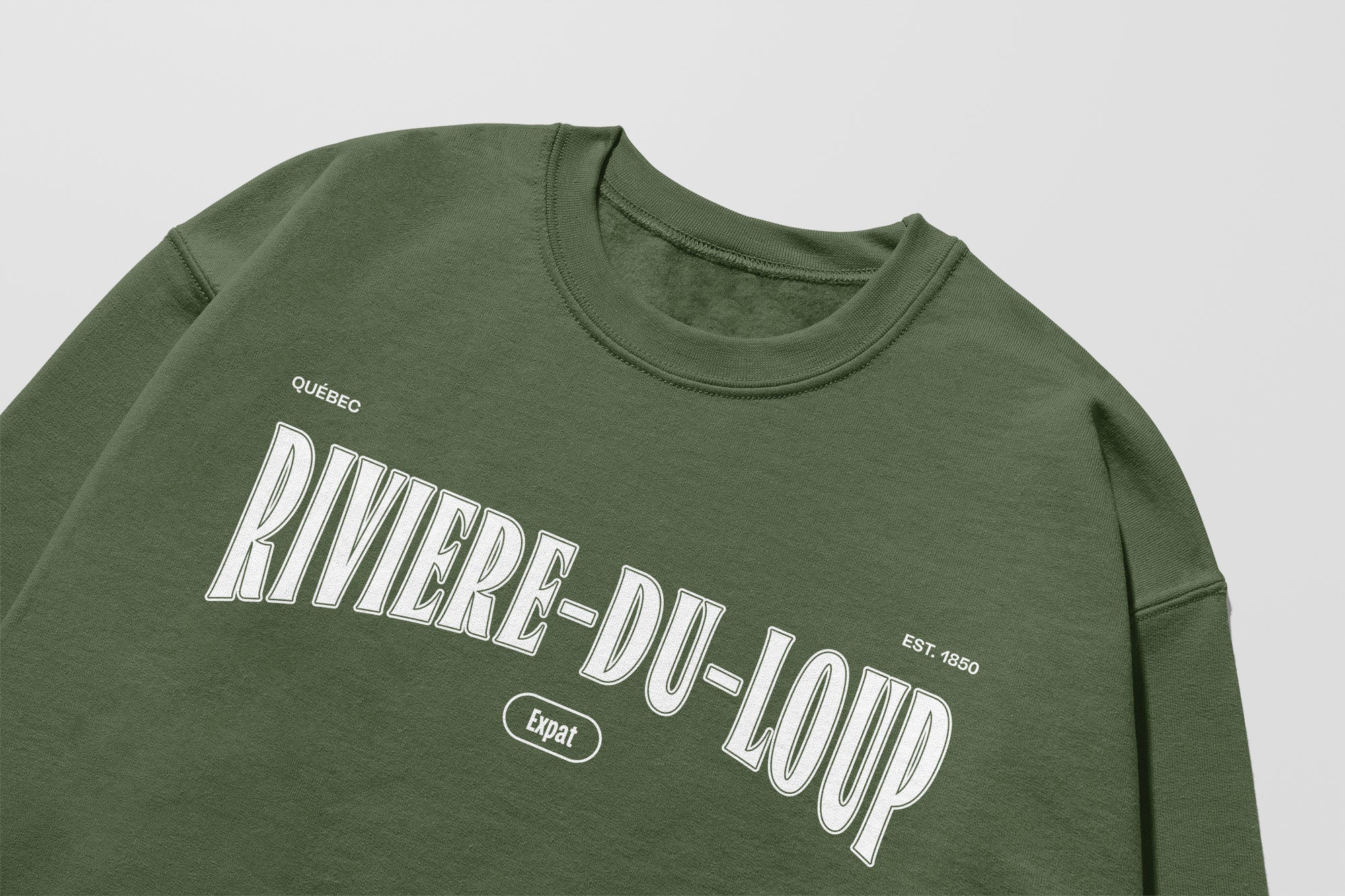 Mon Crew Confort - Adultes - Rivière-du-Loup - Impression en Blanc