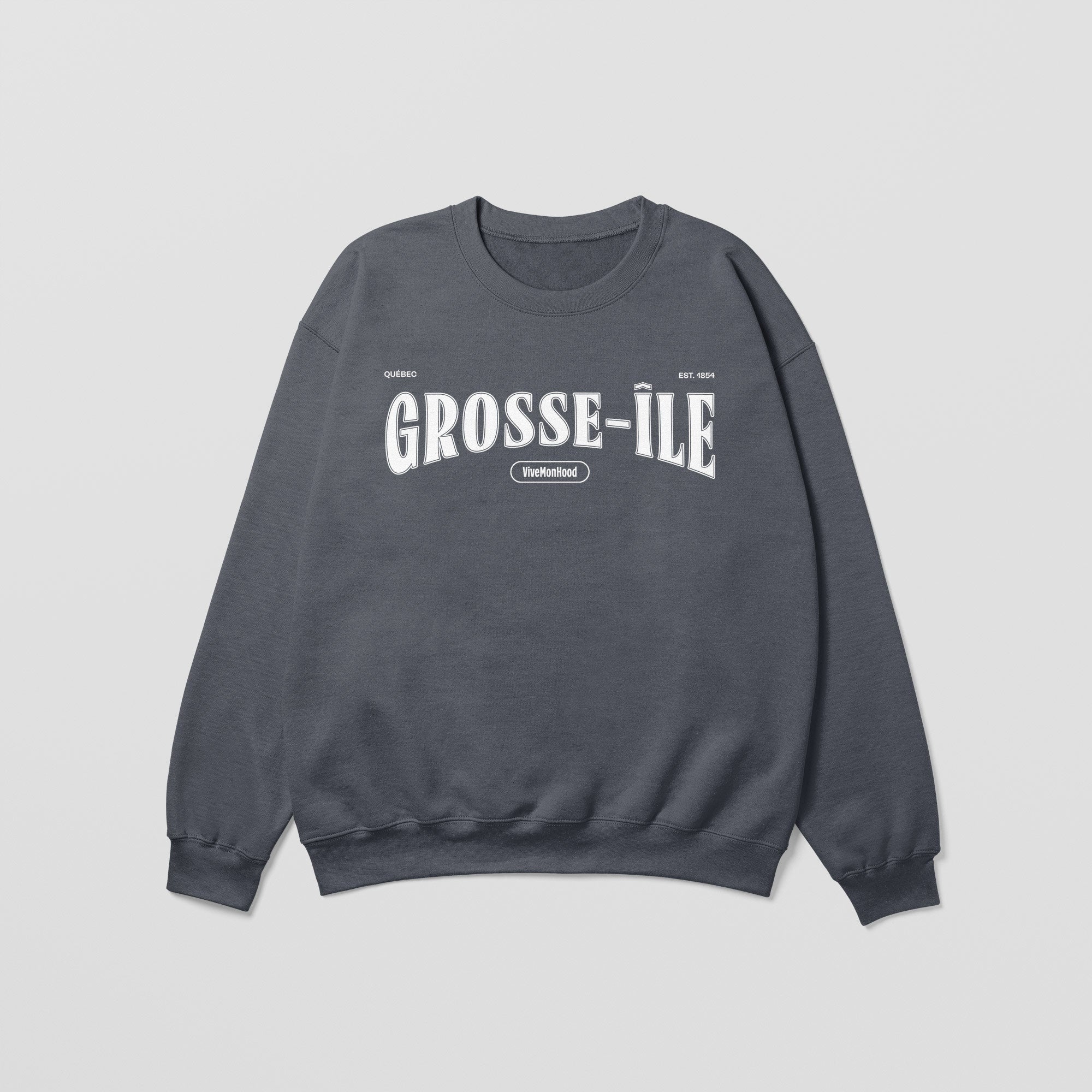 Mon Crew Fit - Enfants - Grosse-Ile - Impression en Blanc