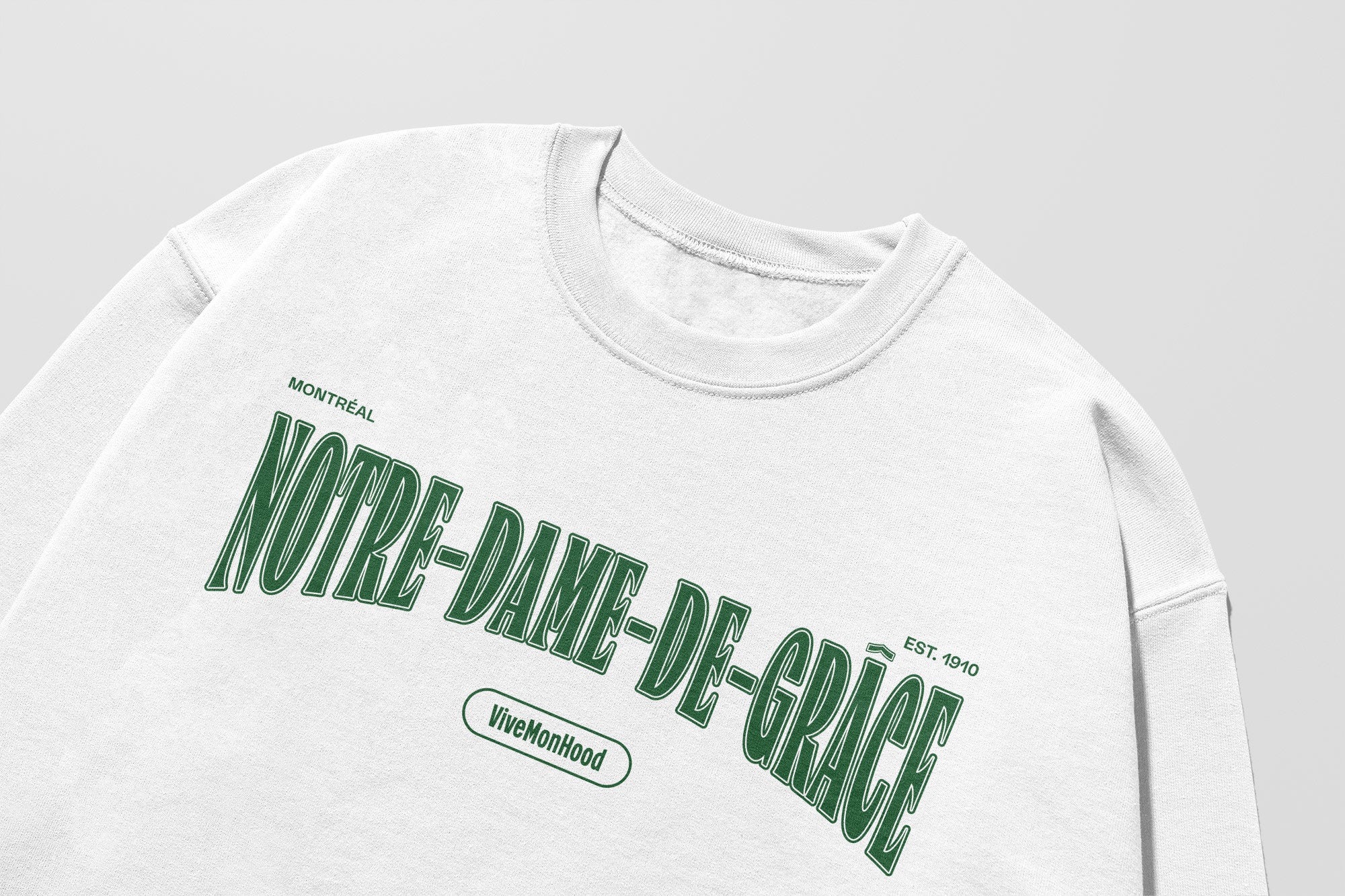 Mon Crew Fit - Adultes - Notre-Dame-de-Grace - Impression en Vert