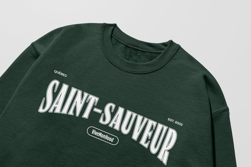 Mon Crew Confort - Adultes - Saint-Sauveur - Impression en Blanc