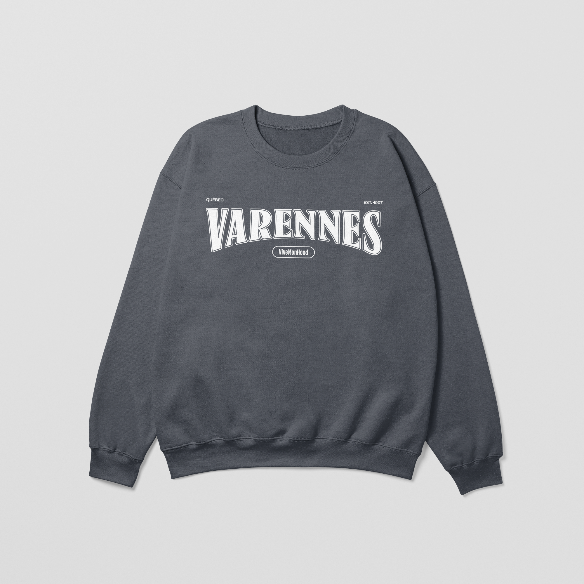 Mon Crew Fit - Varennes - Enfant - Blanc - Dark Heather