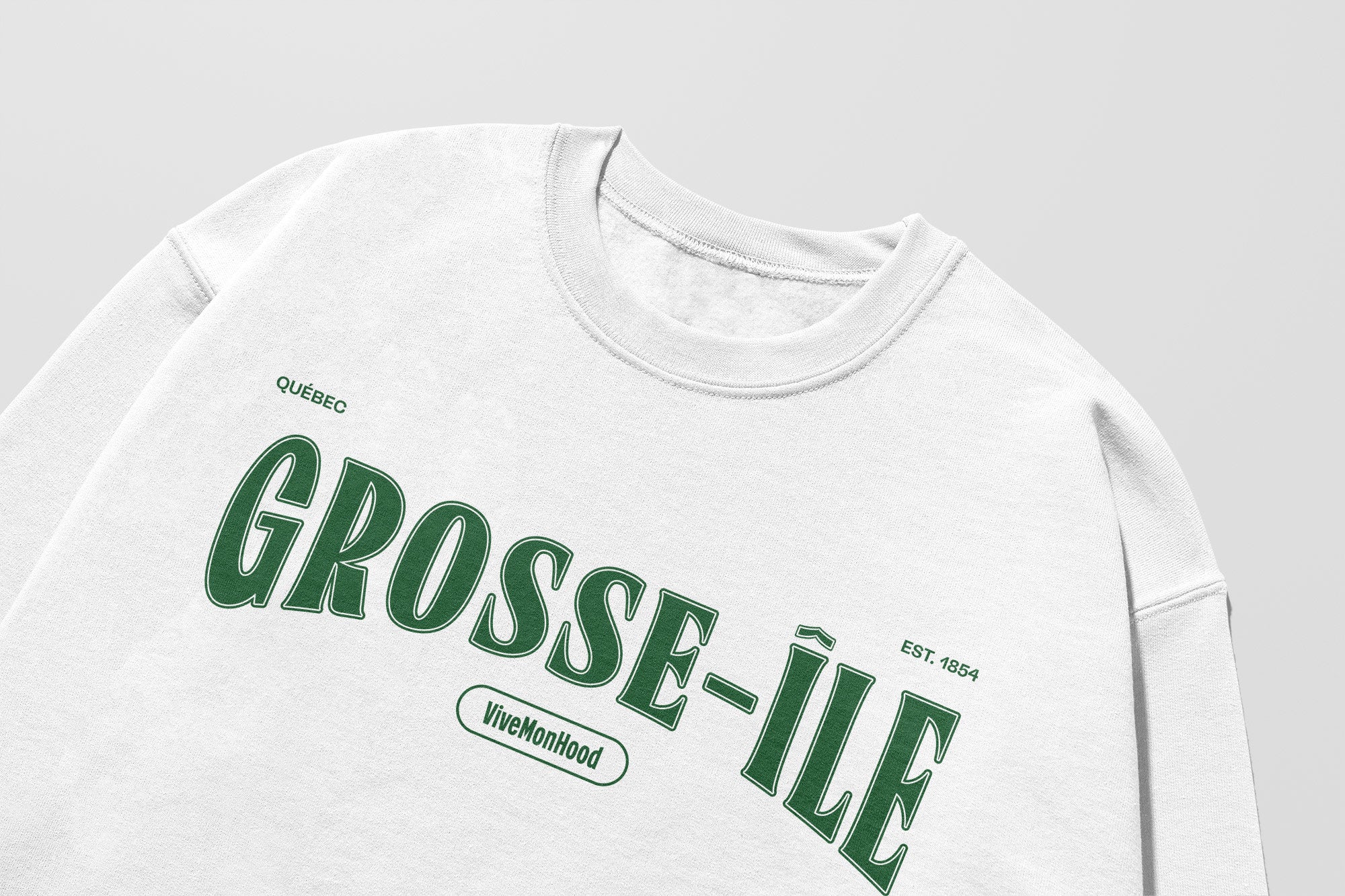Mon Crew Fit - Adultes - Grosse-Ile - Impression en Vert